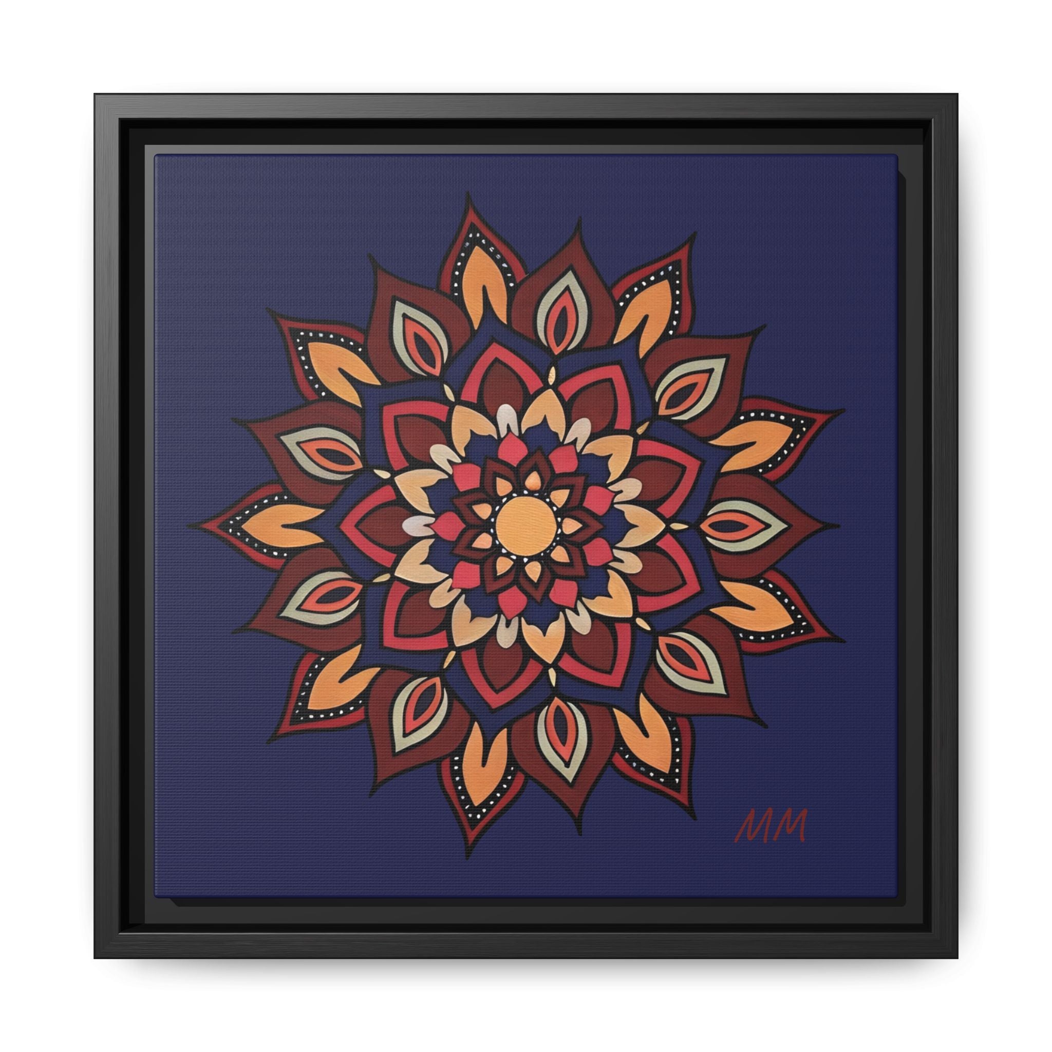Hana Framed Mandala Canvas Art - Boho Floral Wall Decor