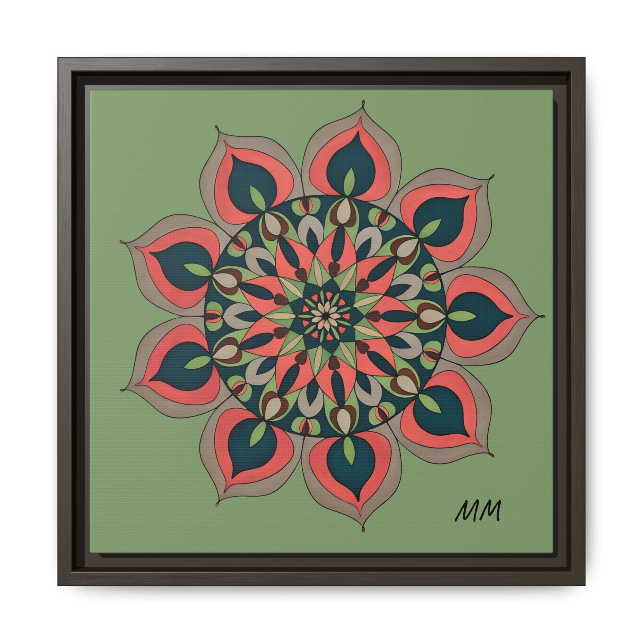 Aria Mandala Boho Floral Framed Canvas Art