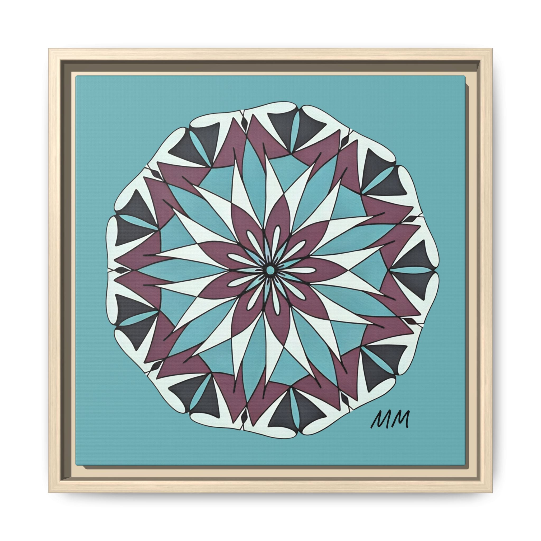 Milani Framed Mandala Canvas Wall Art — Teal & Plum Geometric Design