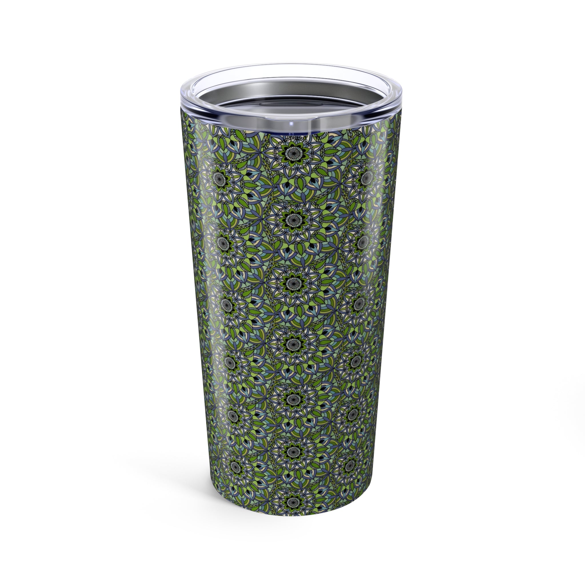 Beverly Mandala 20oz Green Mandala Tumbler — Insulated Floral Pattern Travel Cup