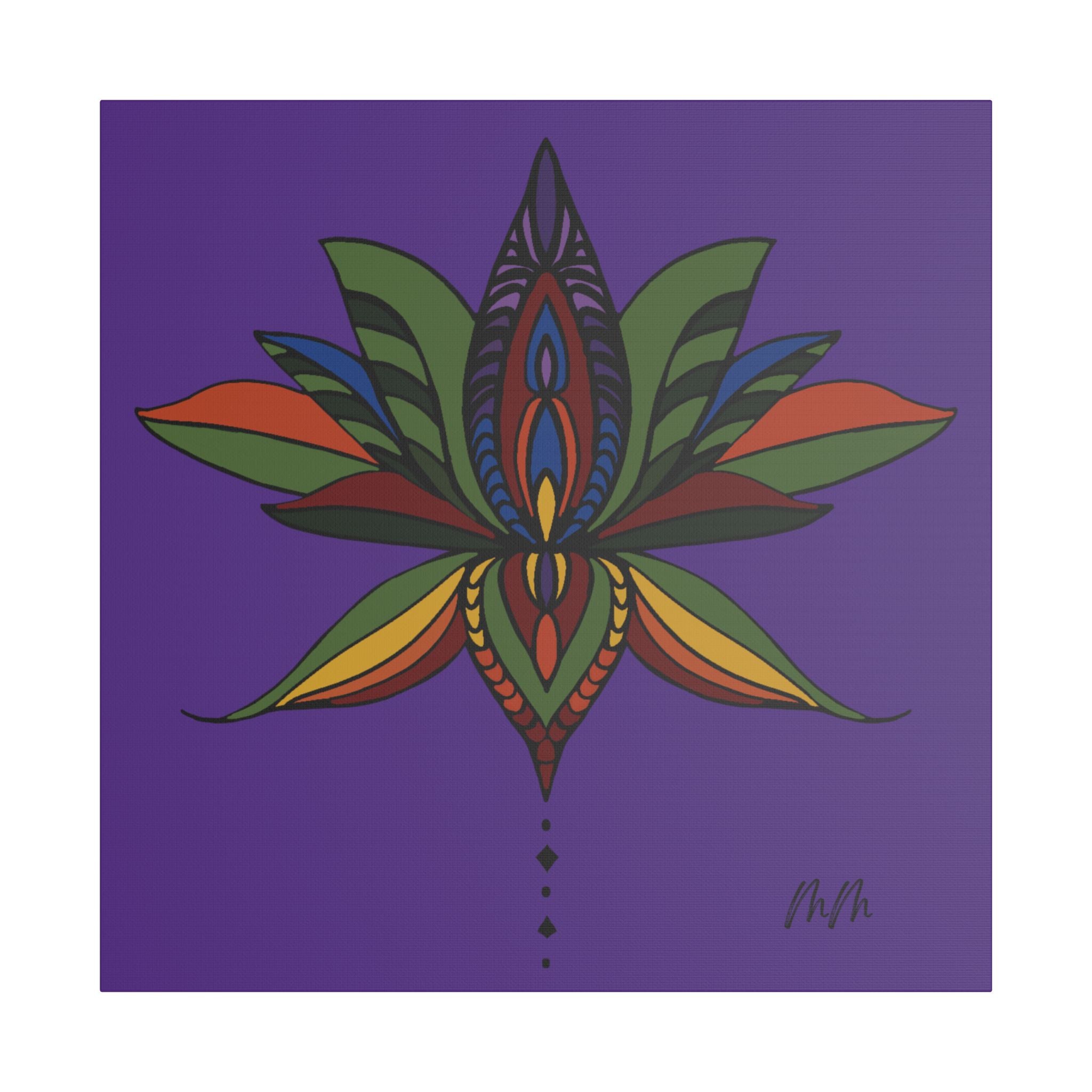 Martha Mandala Colorful Lotus Art Satin Stretched Canvas