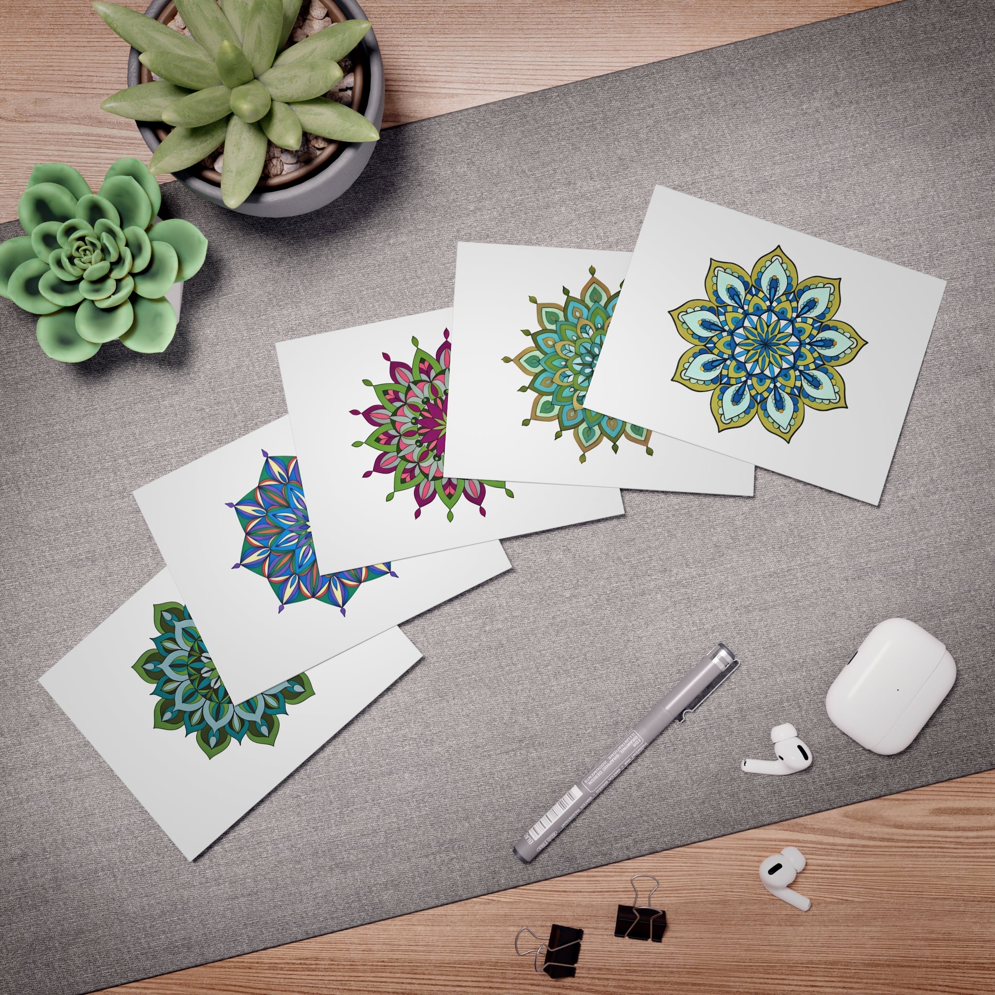 Floral Mandala Greeting Cards — Set of 5 Blank Note Cards (Floral Geometric Art), Maci, Lynne, Cali, Mary, Atarf