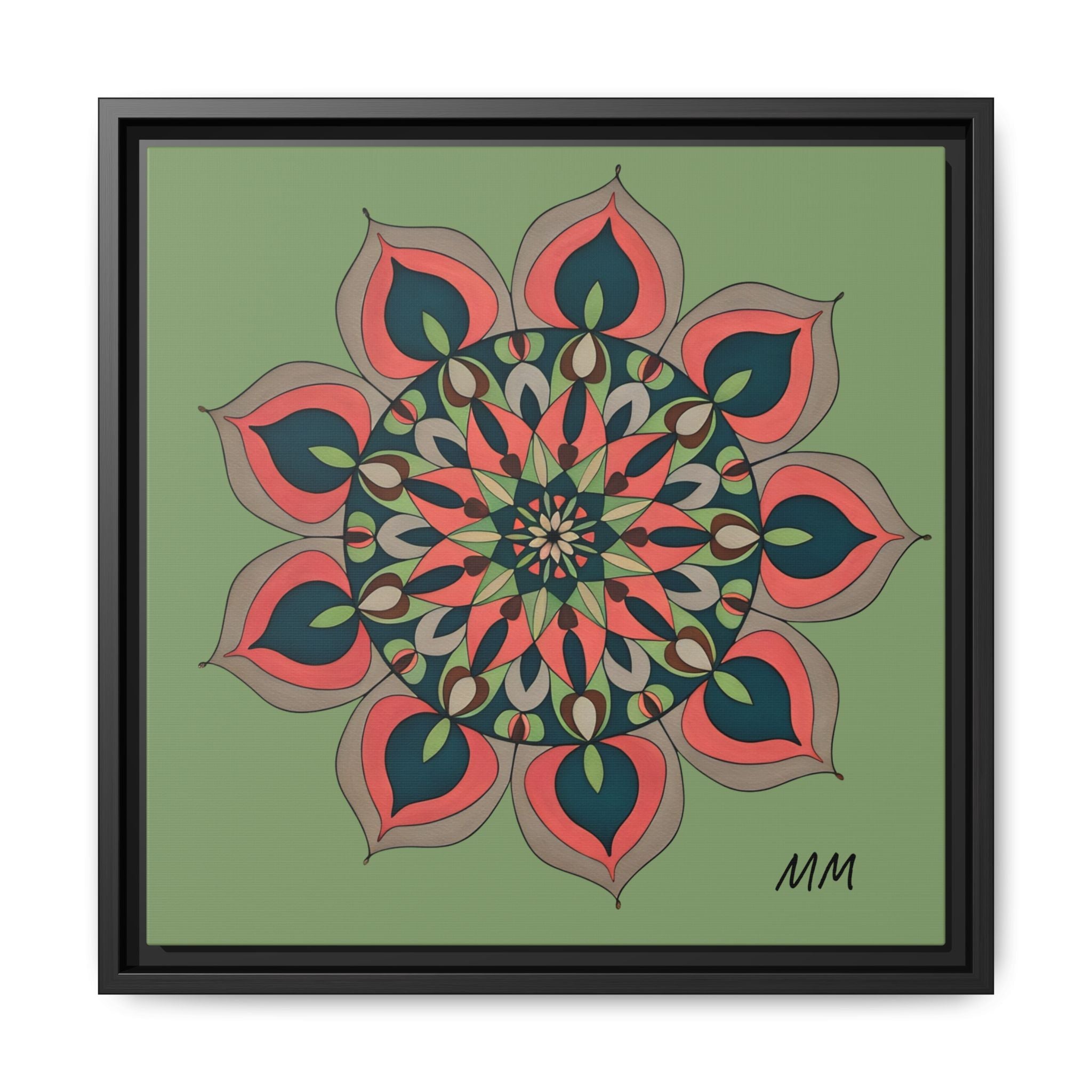 Aria Mandala Boho Floral Framed Canvas Art