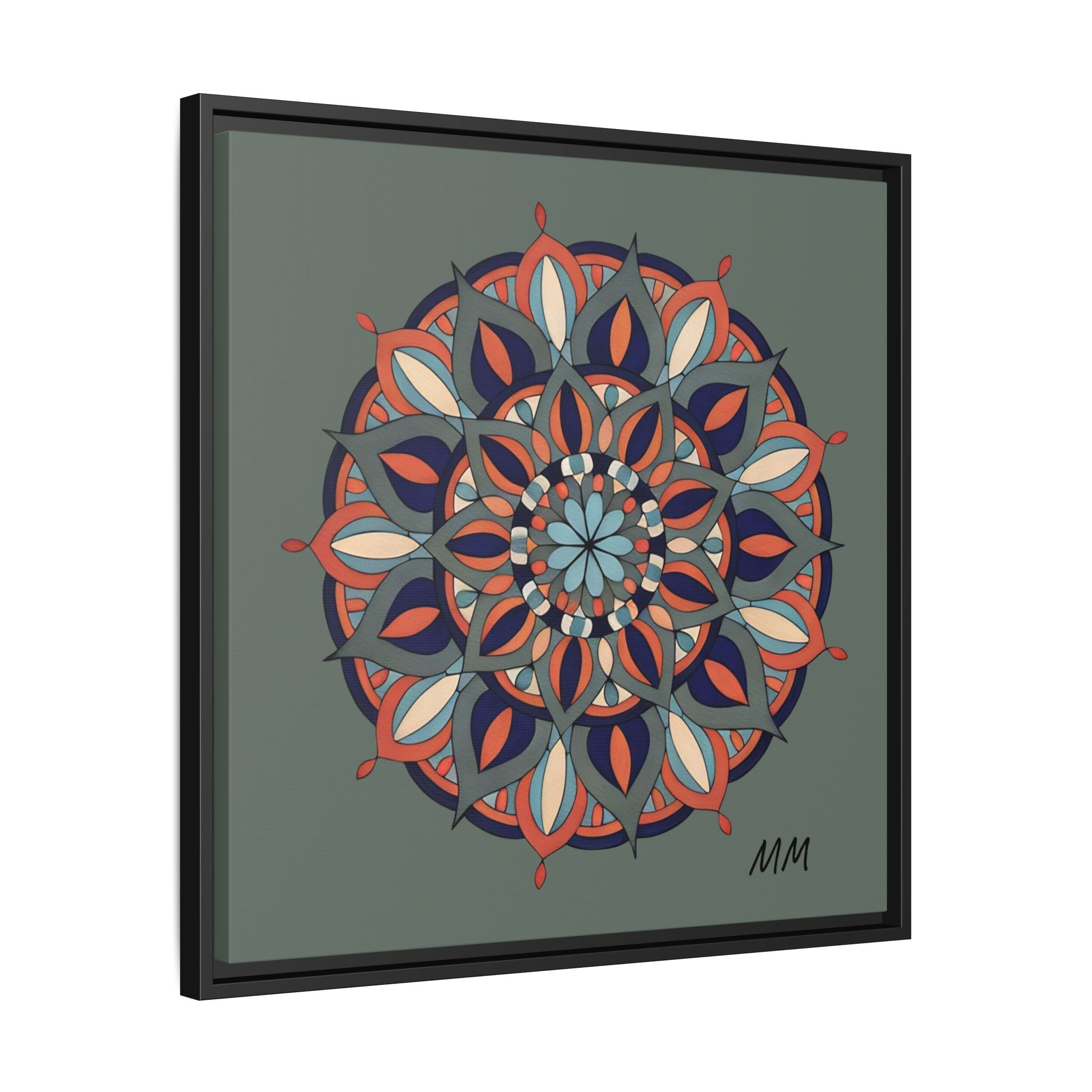 Delilah Framed Mandala Wall Art — Matte Canvas Floral Geometric Print