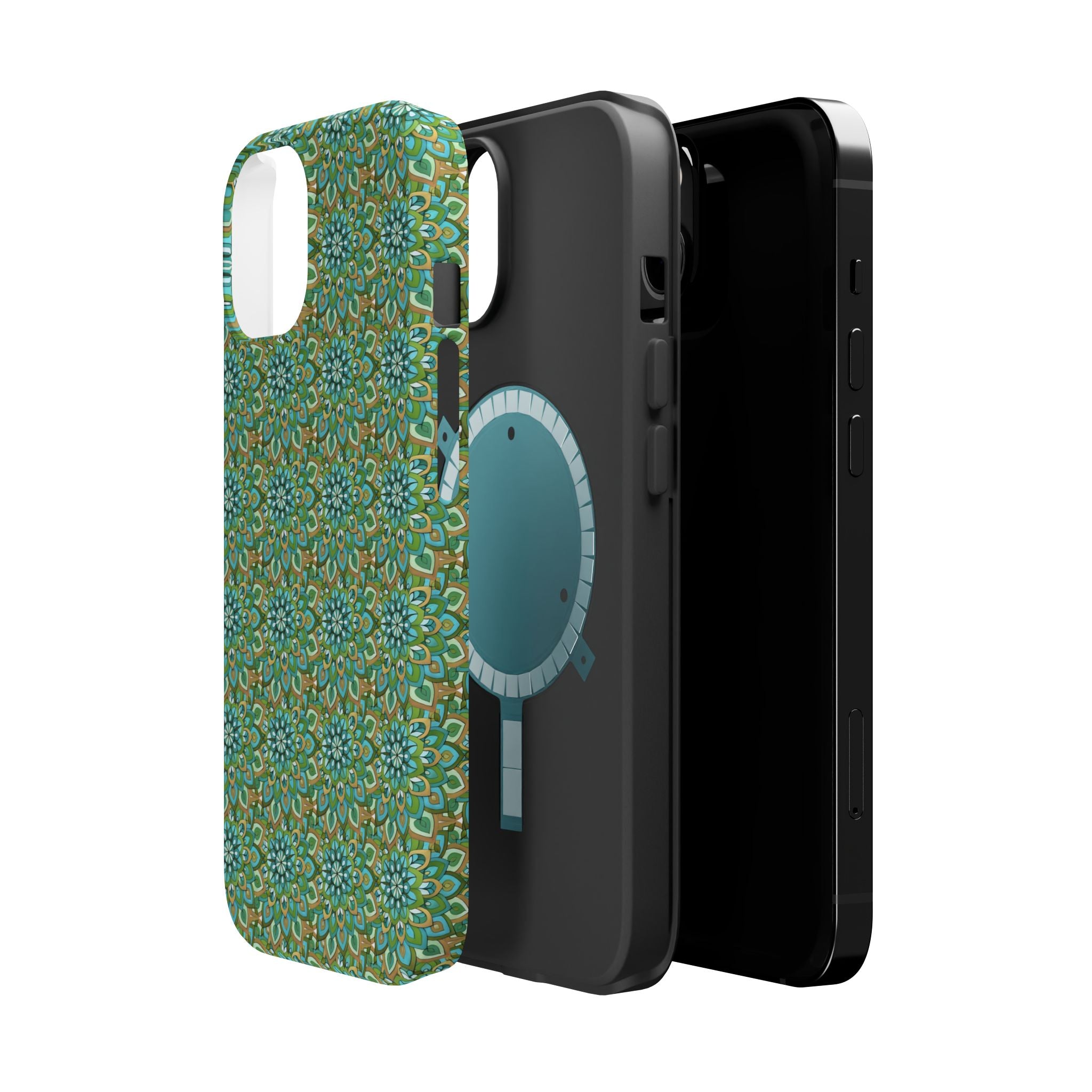Mary Mandala Magnetic Impact-Resistant Phone Case — Green Floral Mandala Pattern