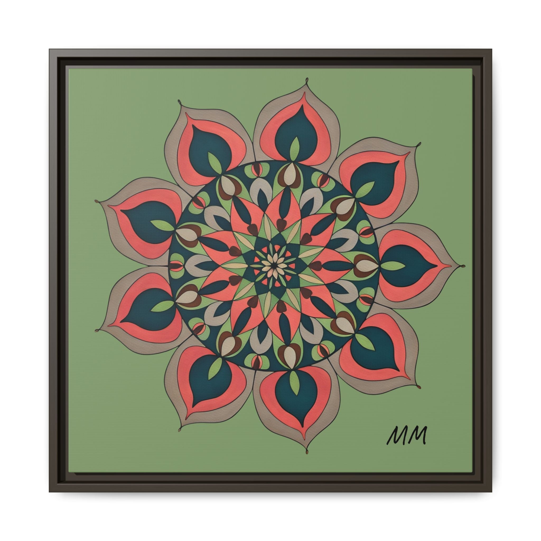 Aria Mandala Boho Floral Framed Canvas Art