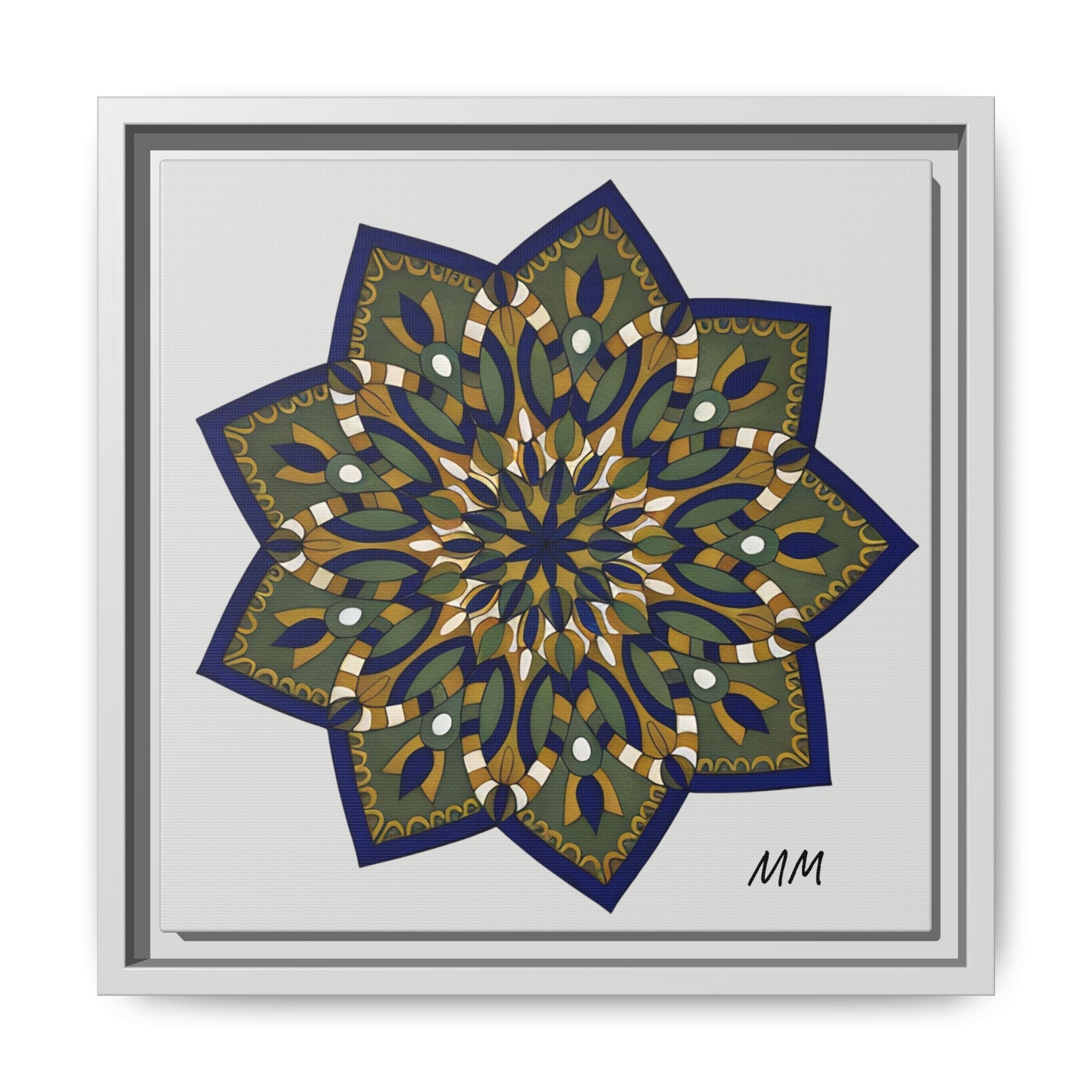 Nata Mandala Wall Art Print — Framed Matte Canvas (Multi-Color)