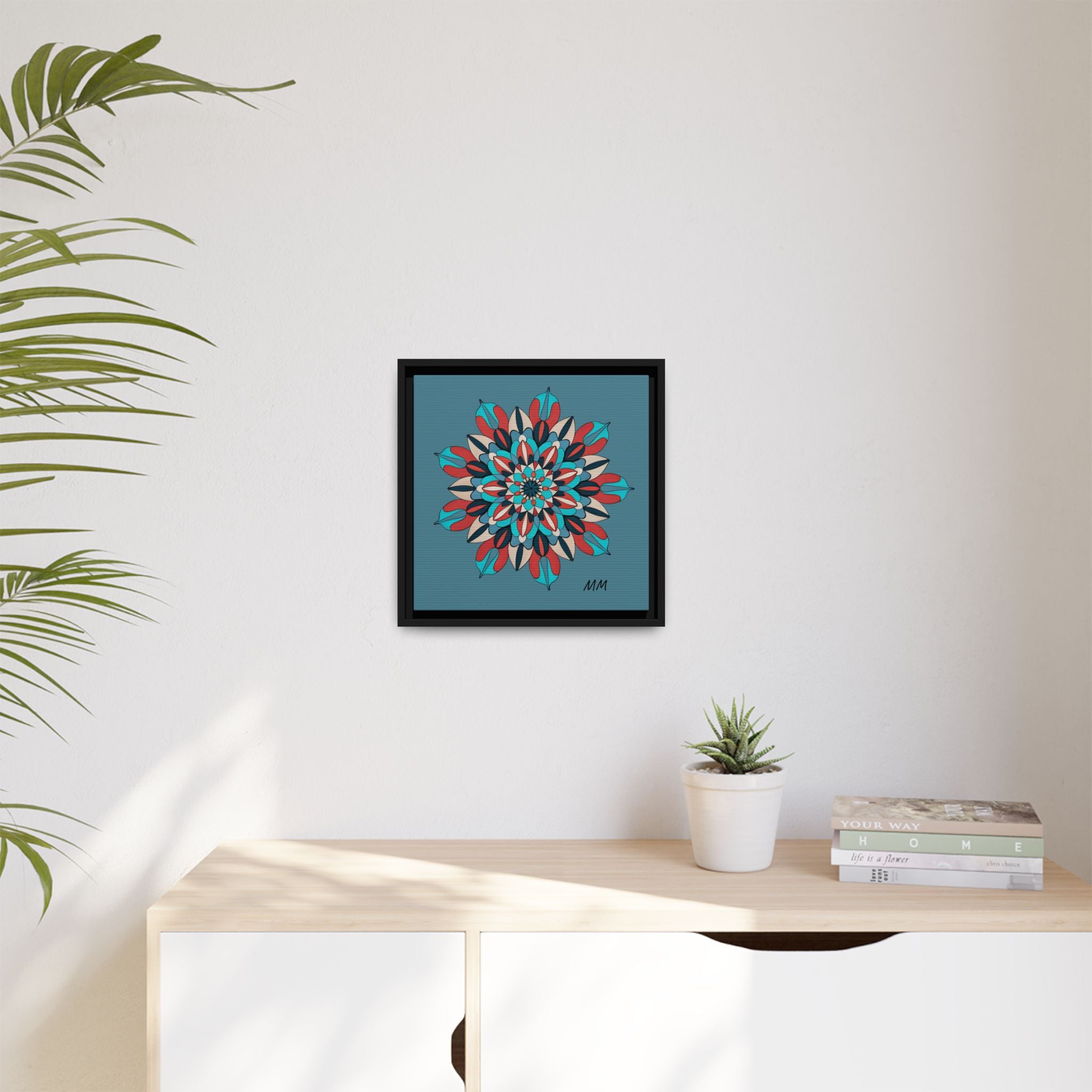 Ella Mandala Matte Canvas, Framed (Multi-color)