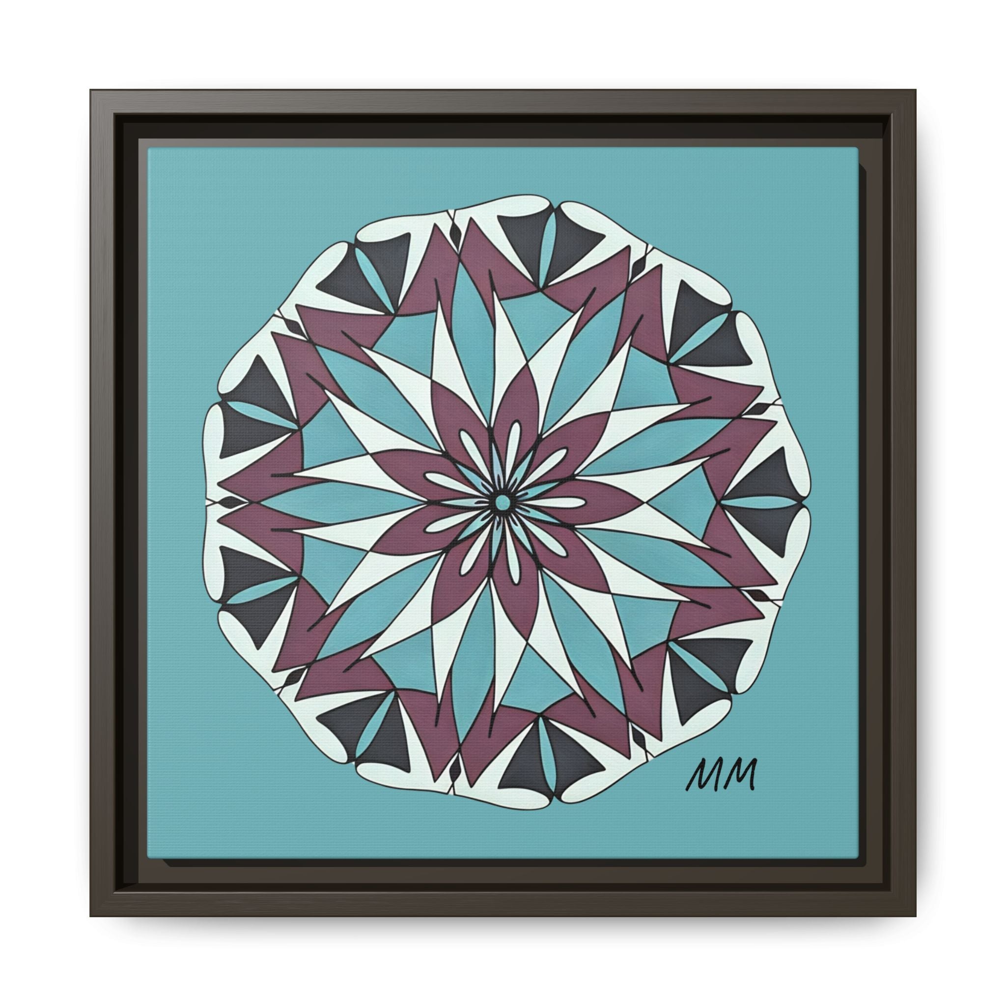 Milani Framed Mandala Canvas Wall Art — Teal & Plum Geometric Design