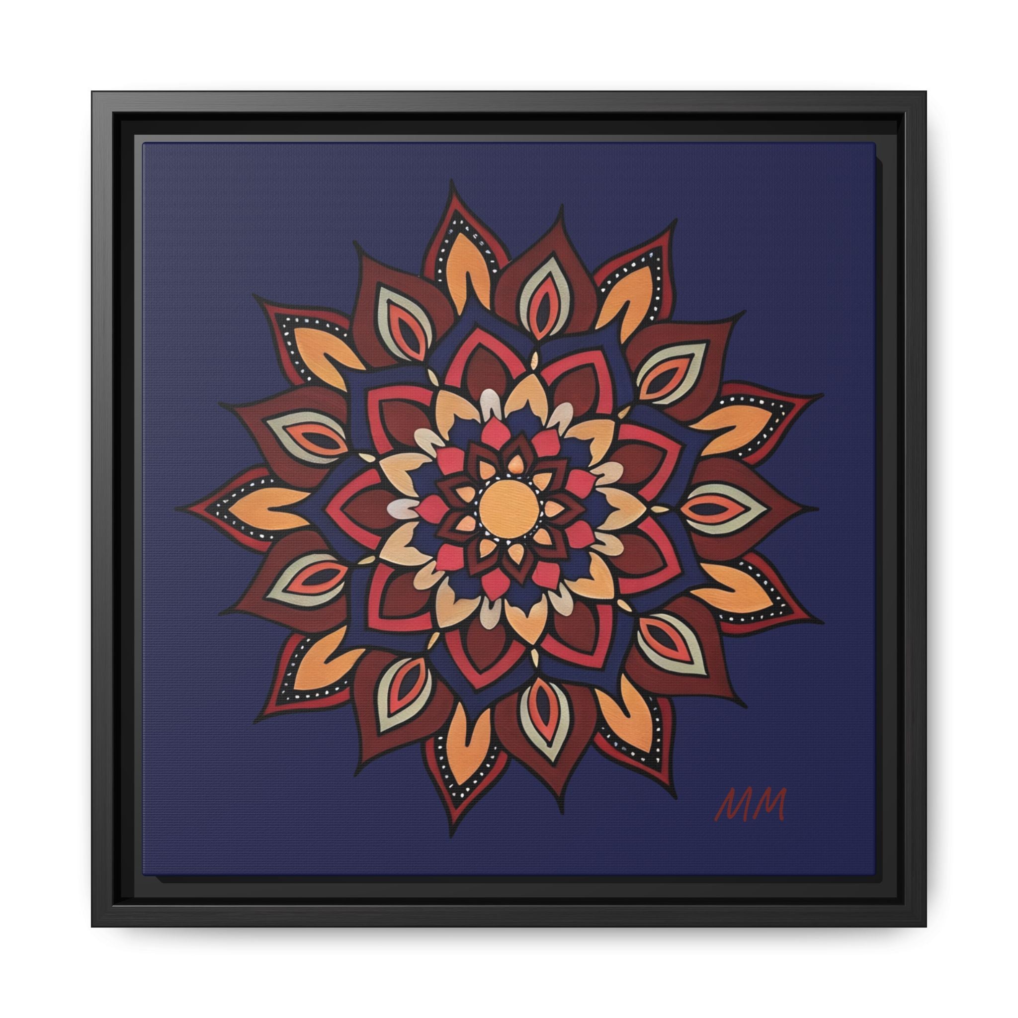 Hana Framed Mandala Canvas Art - Boho Floral Wall Decor