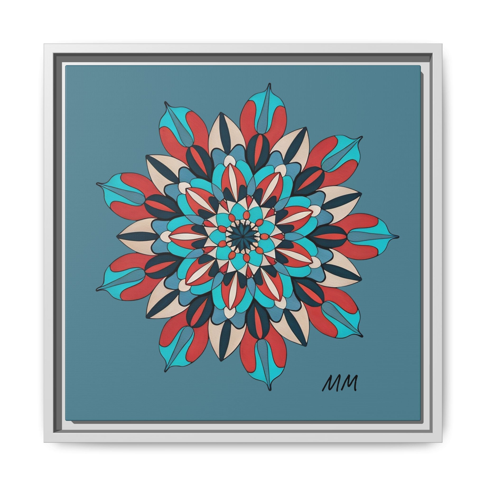 Ella Mandala Matte Canvas, Framed (Multi-color)