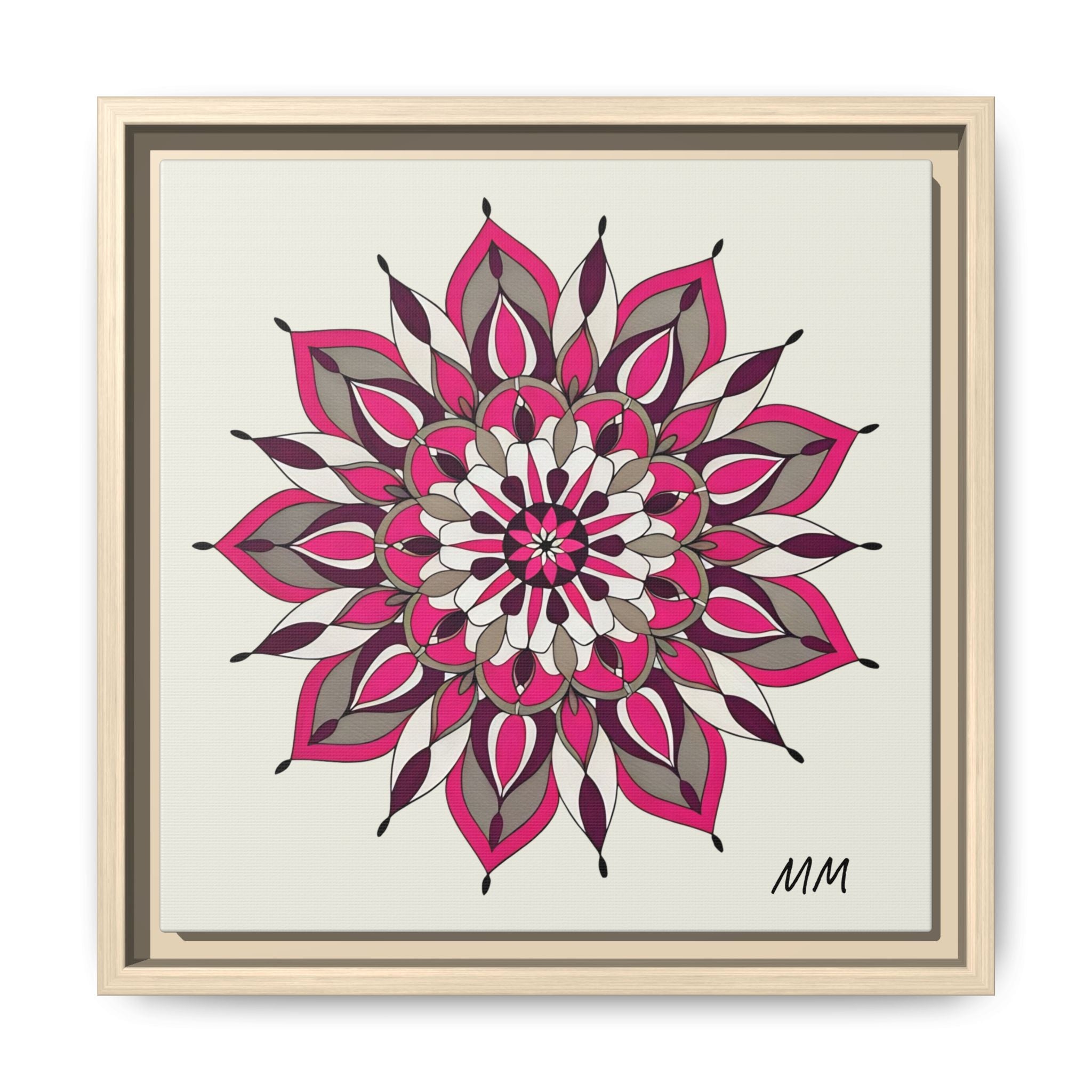 Maeve Framed Pink Mandala Matte Canvas Art — Modern Floral Wall Decor