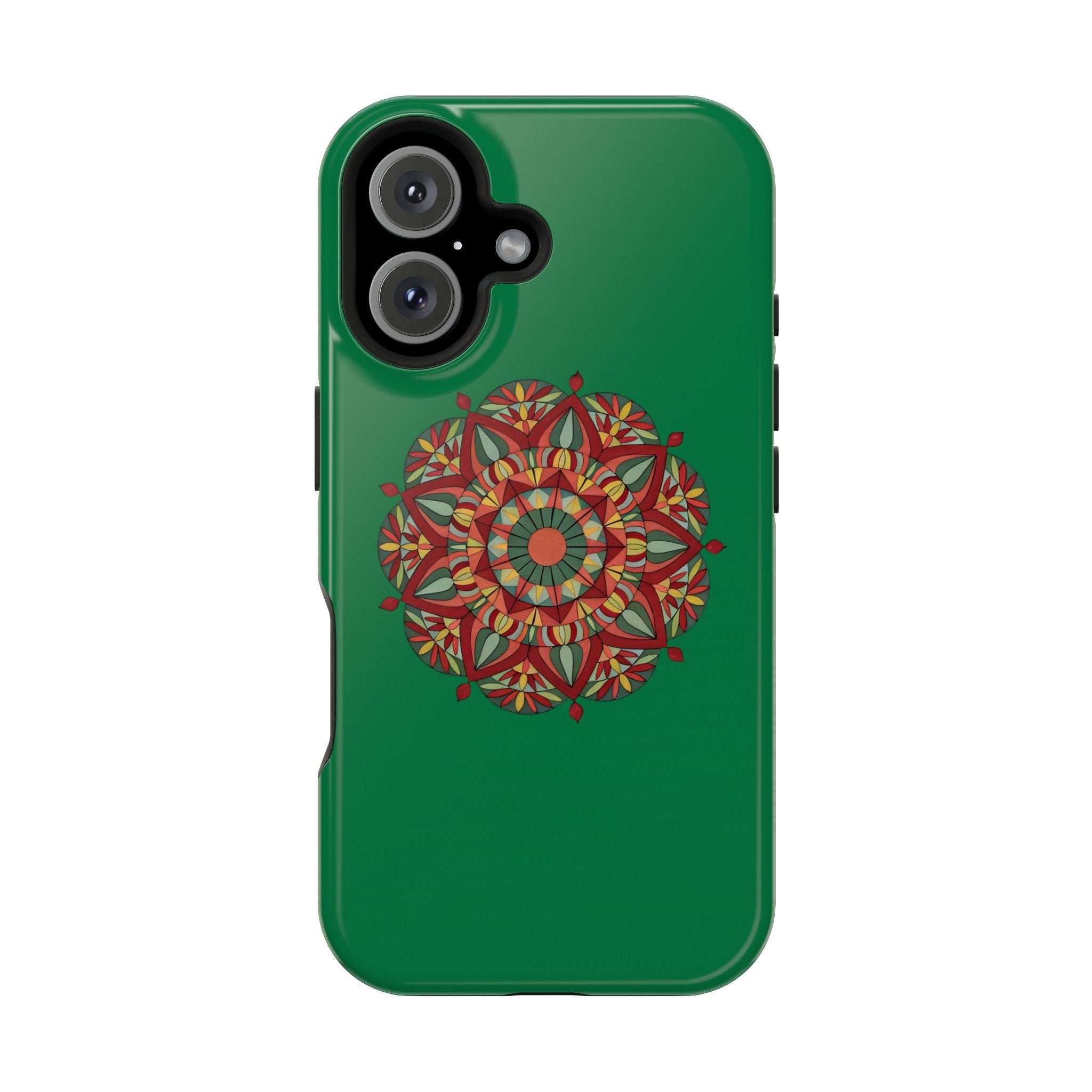 Thalia Mandala Art Impact-Resistant Magnetic Phone Case — Red Green Floral Mosaic