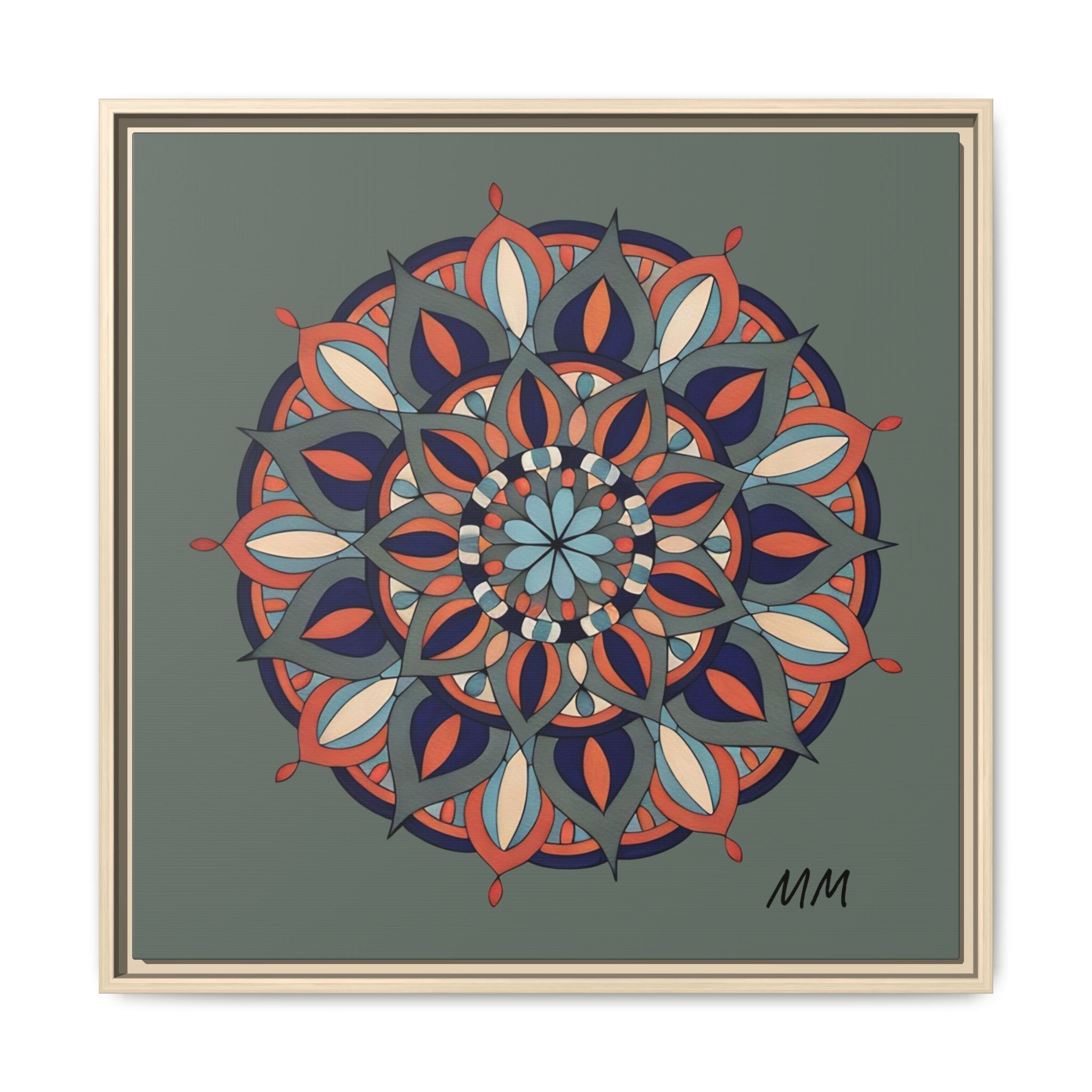 Delilah Framed Mandala Wall Art — Matte Canvas Floral Geometric Print