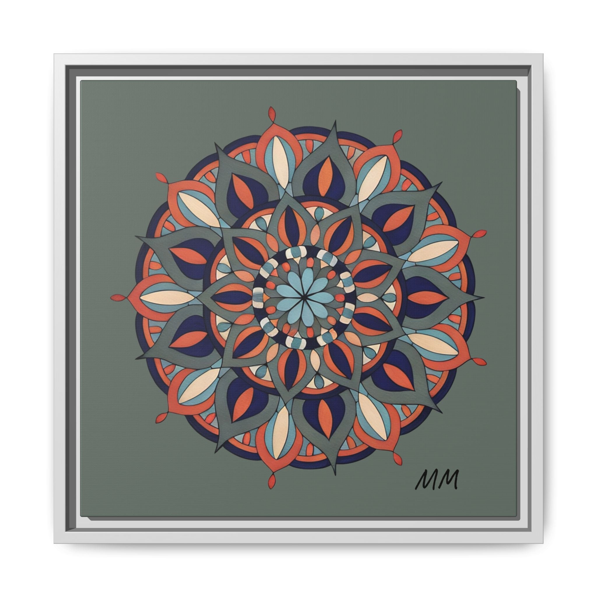 Delilah Framed Mandala Wall Art — Matte Canvas Floral Geometric Print