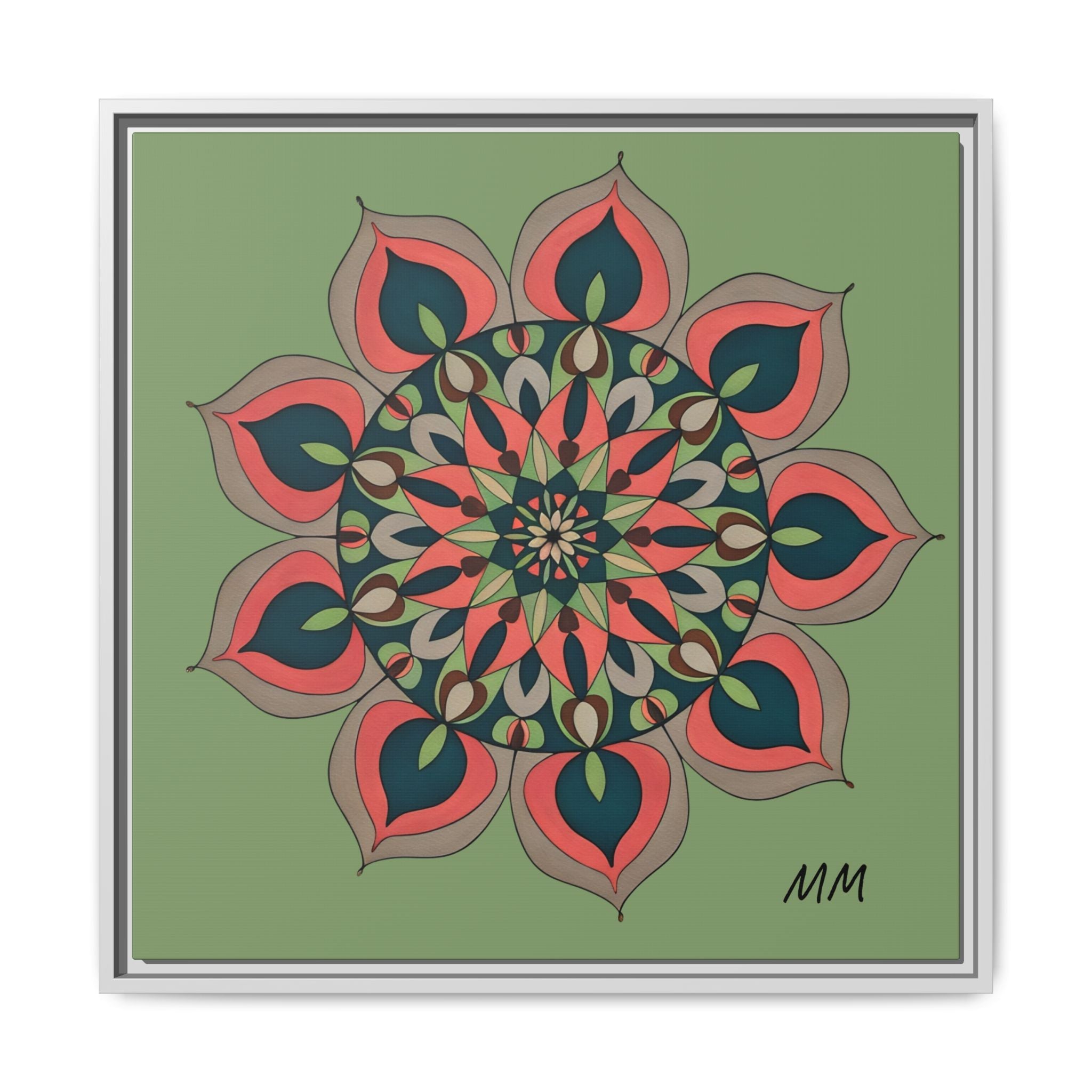 Aria Mandala Boho Floral Framed Canvas Art
