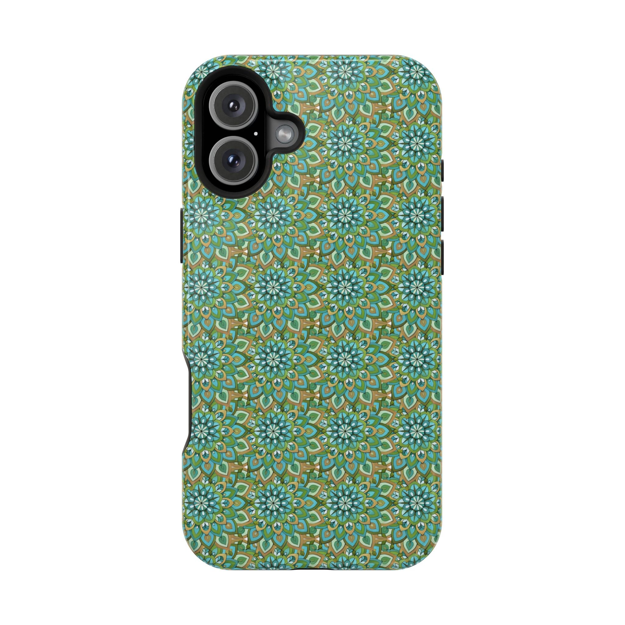 Mary Mandala Magnetic Impact-Resistant Phone Case — Green Floral Mandala Pattern