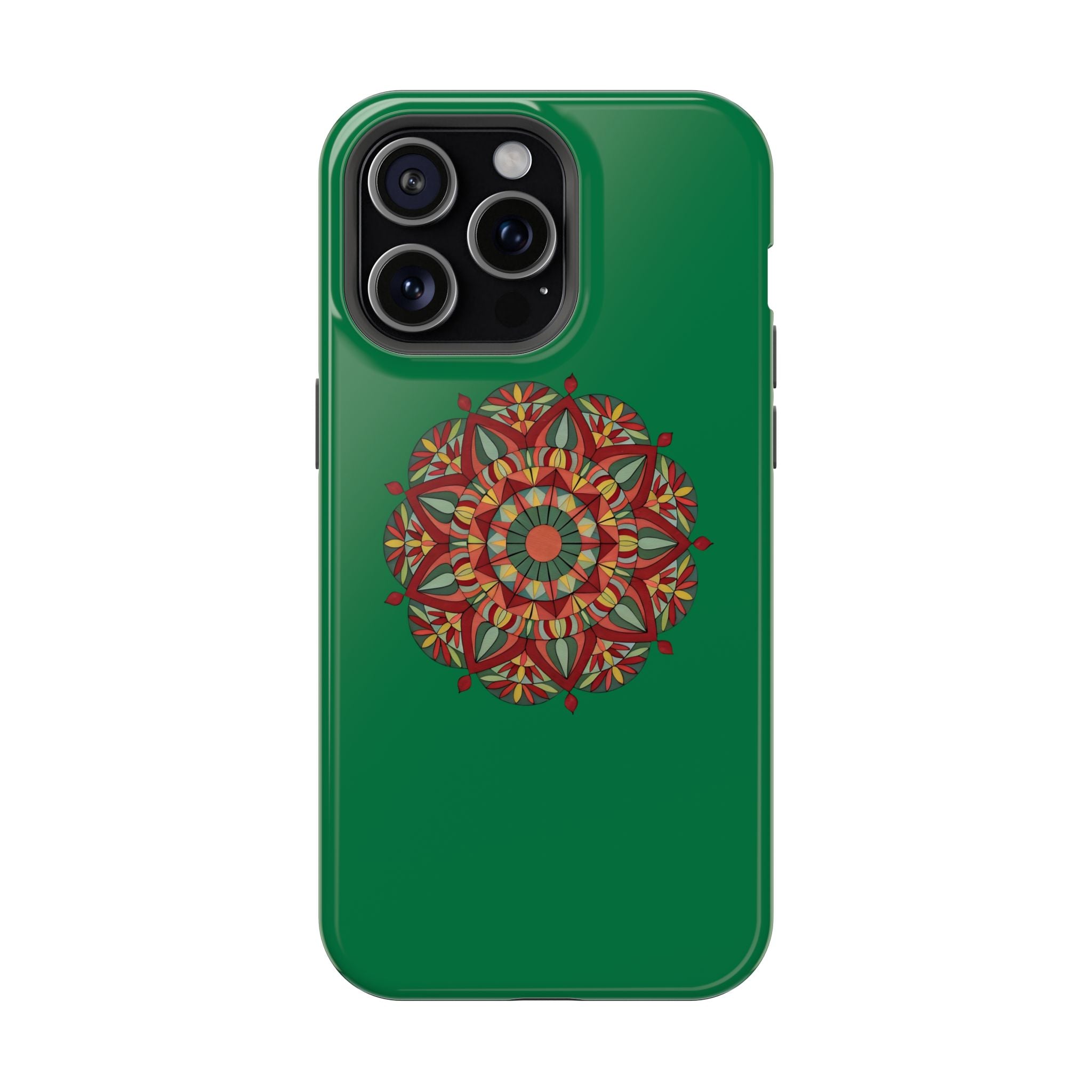 Thalia Mandala Art Impact-Resistant Magnetic Phone Case — Red Green Floral Mosaic