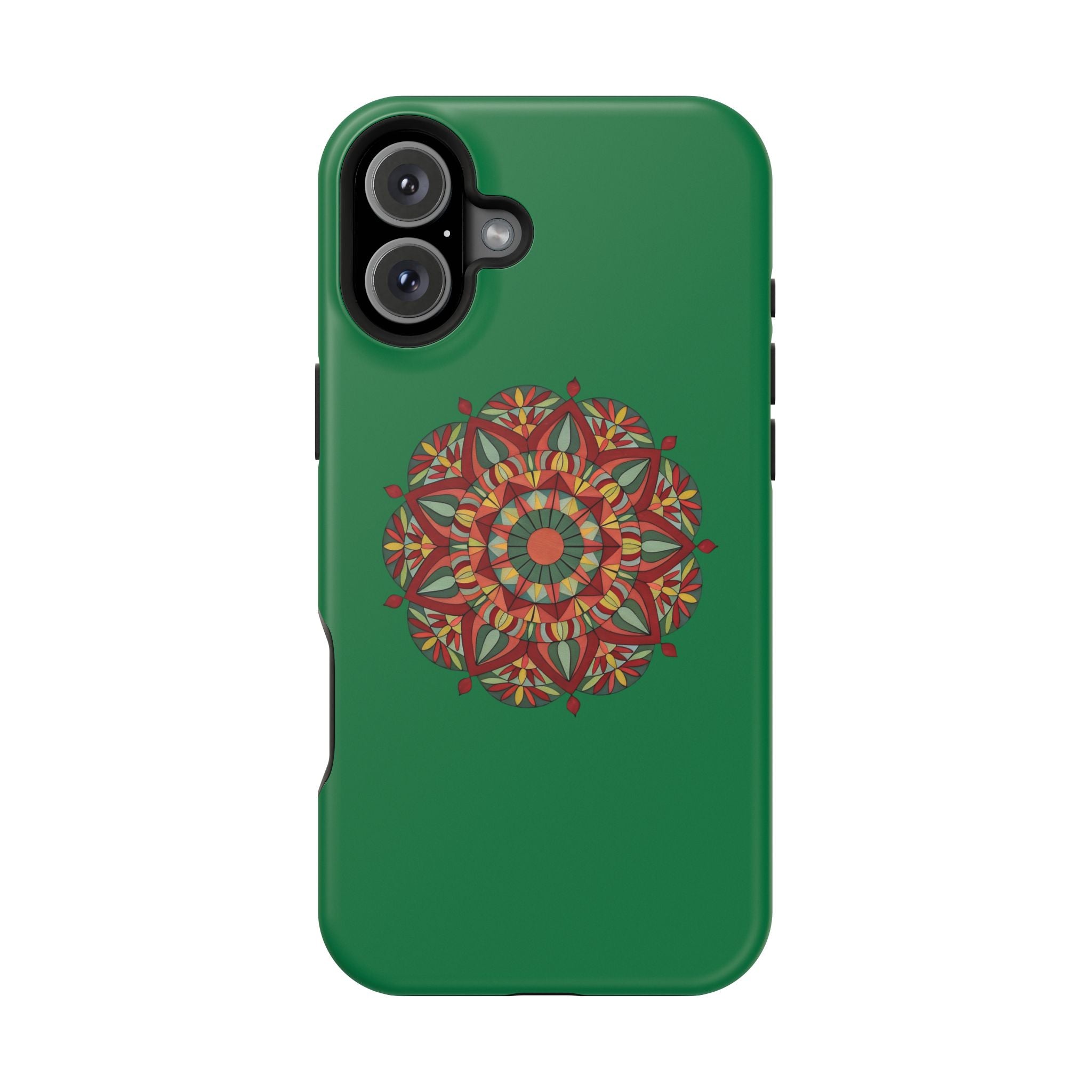 Thalia Mandala Art Impact-Resistant Magnetic Phone Case — Red Green Floral Mosaic