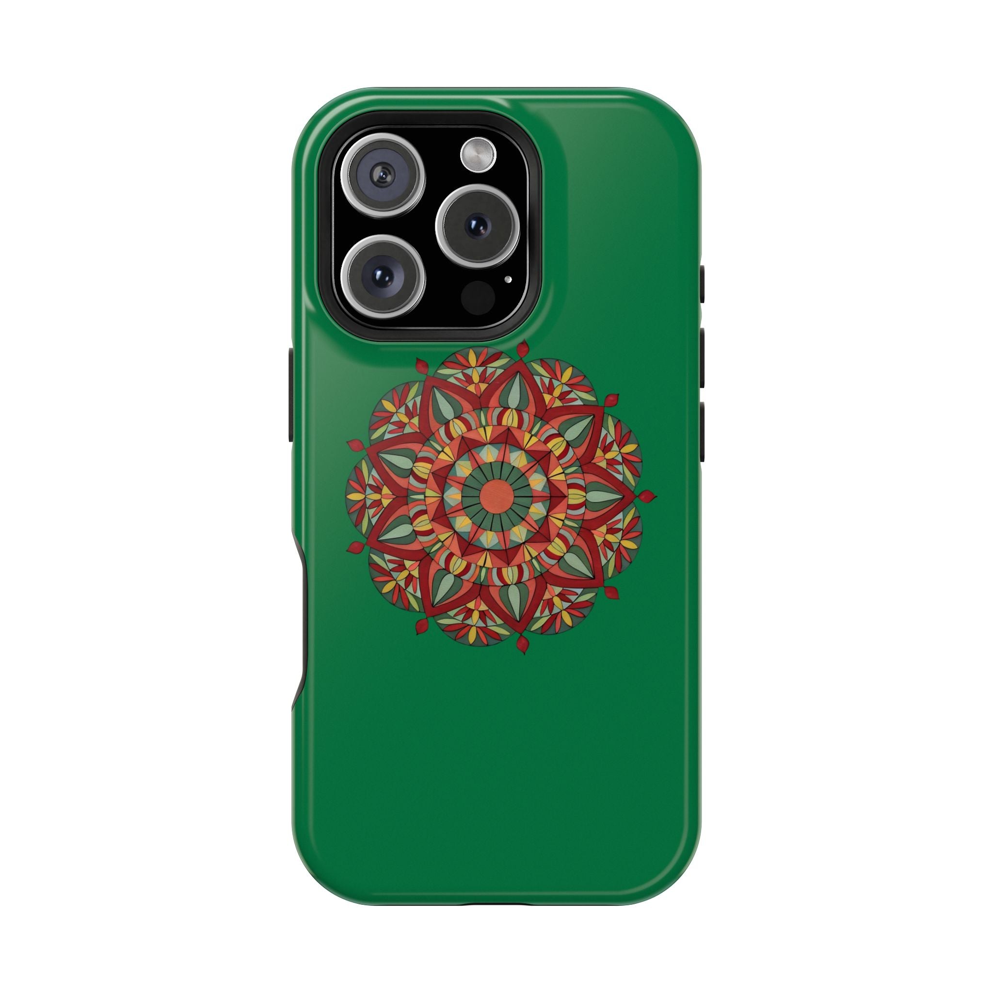 Thalia Mandala Art Impact-Resistant Magnetic Phone Case — Red Green Floral Mosaic