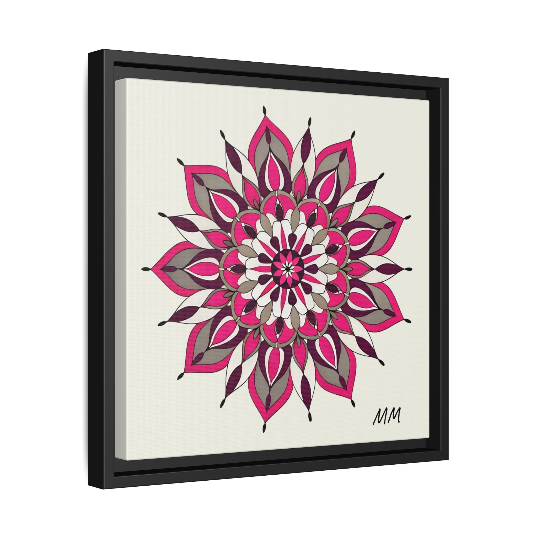 Maeve Framed Pink Mandala Matte Canvas Art — Modern Floral Wall Decor