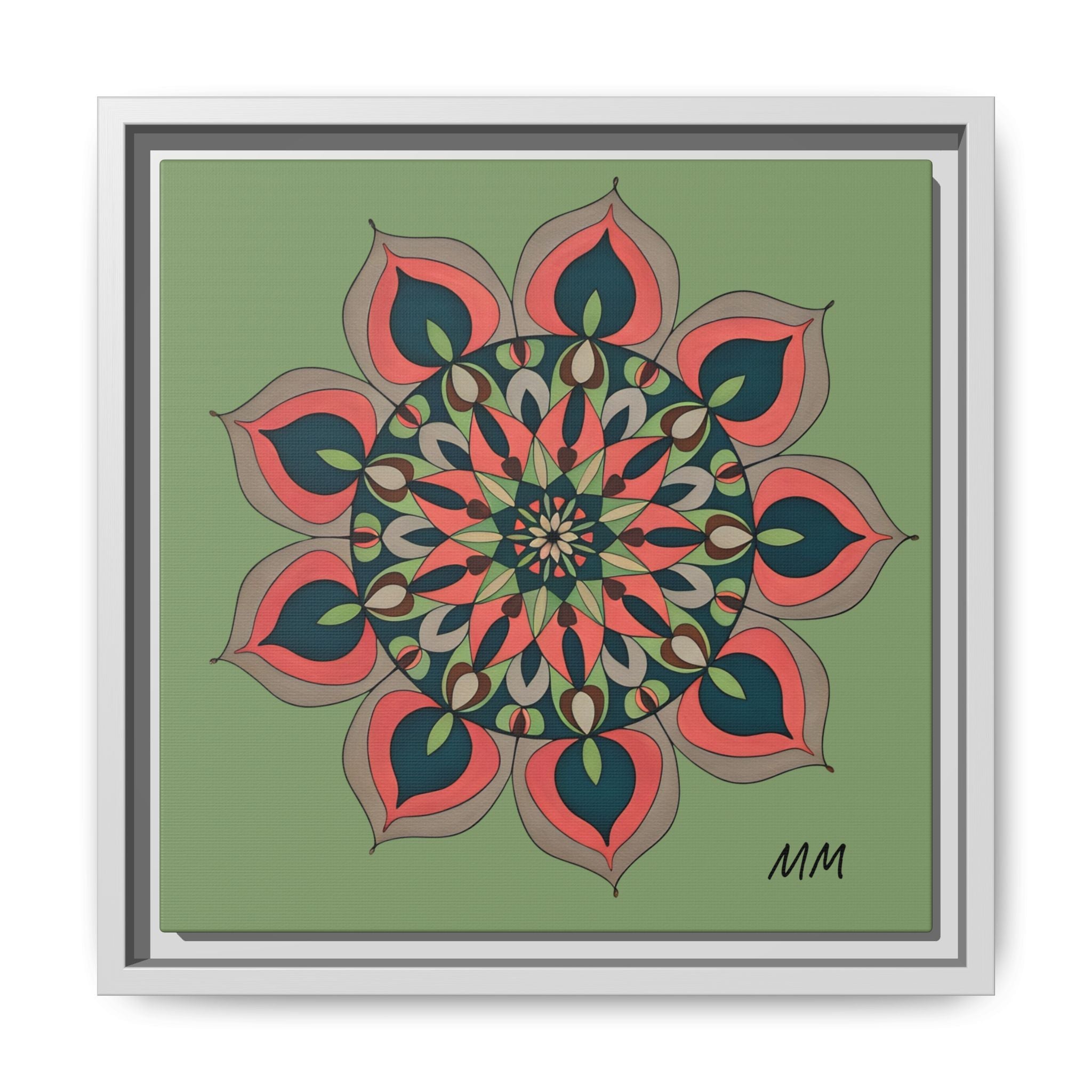 Aria Mandala Boho Floral Framed Canvas Art
