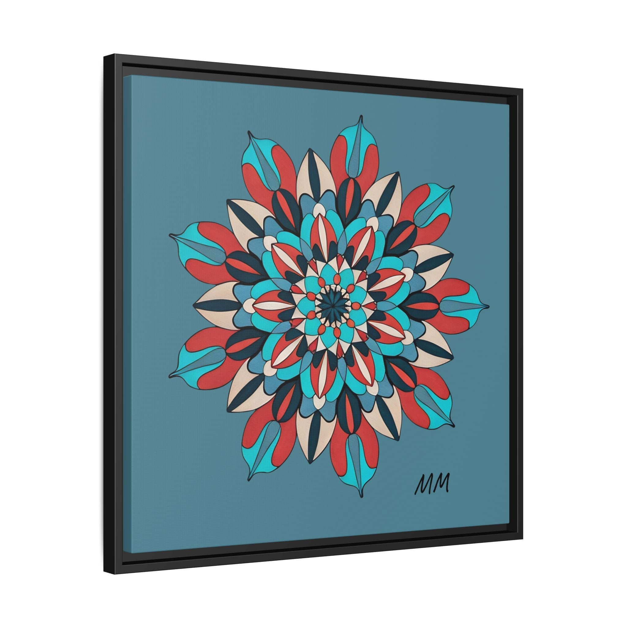 Ella Mandala Matte Canvas, Framed (Multi-color)