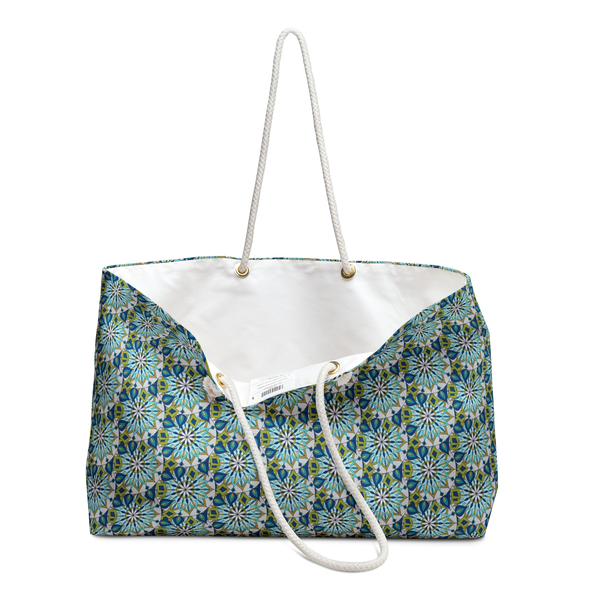 Genie Mandala Art Blue Weekender Bag – Boho Beach Tote for Travel & Getaways by Infinite Hue