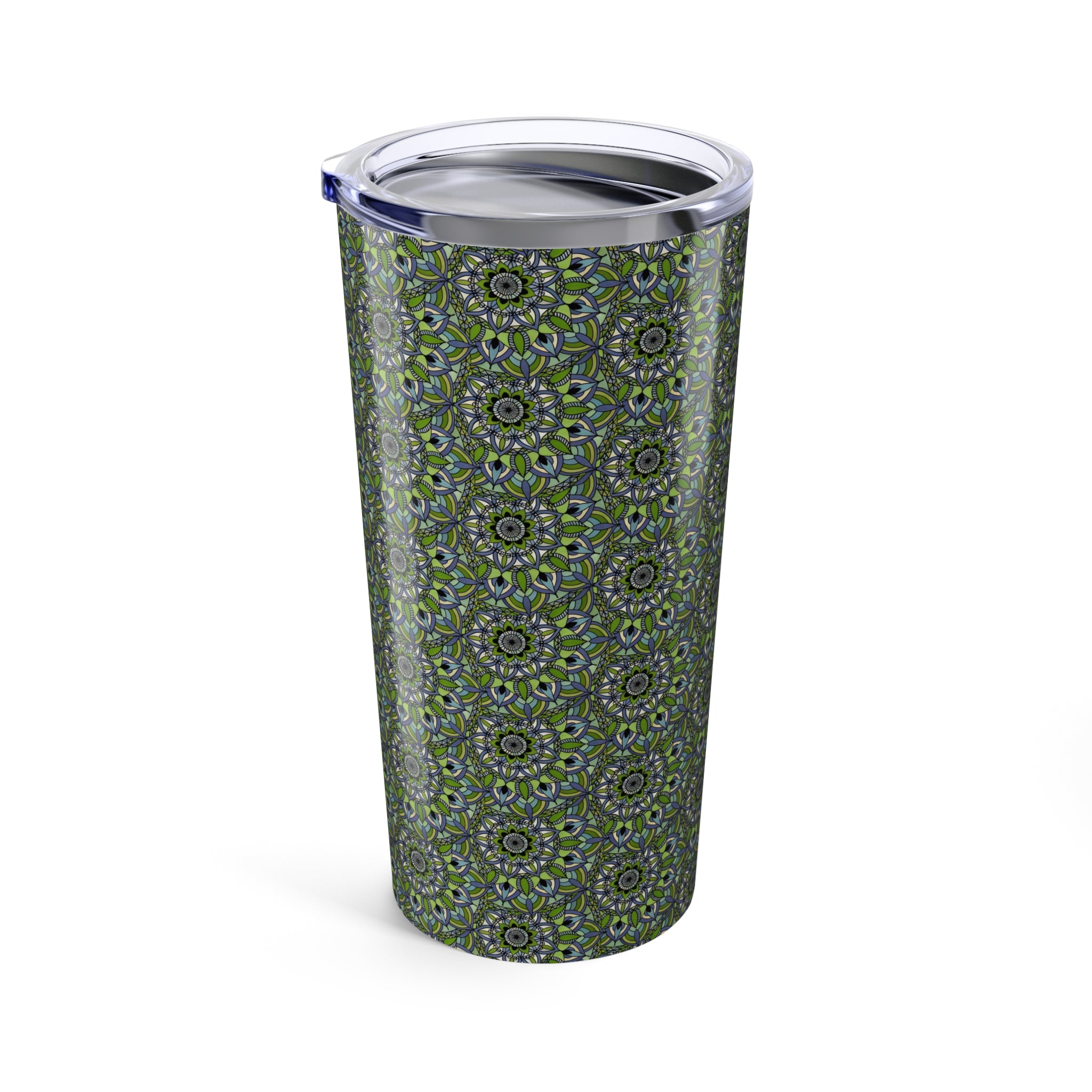 Beverly Mandala 20oz Green Mandala Tumbler — Insulated Floral Pattern Travel Cup