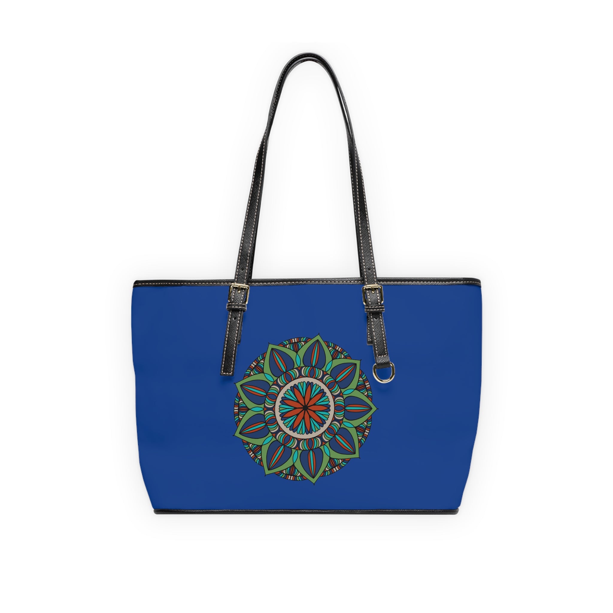Mckinley Blue Mandala PU Leather Shoulder Bag — Boho Floral Tote