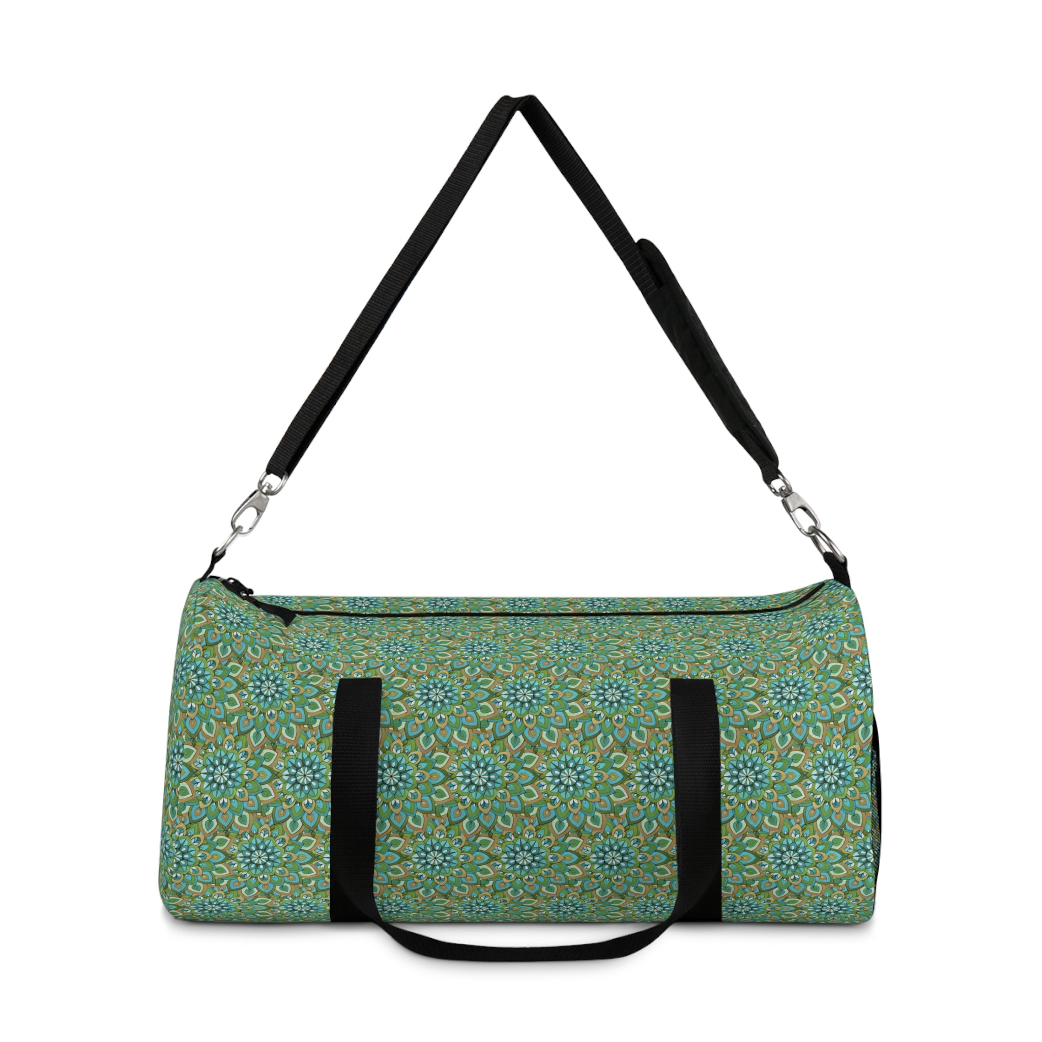Mary Mandala Art Green Floral Mandala Duffel Bag – Boho Travel Gym Tote