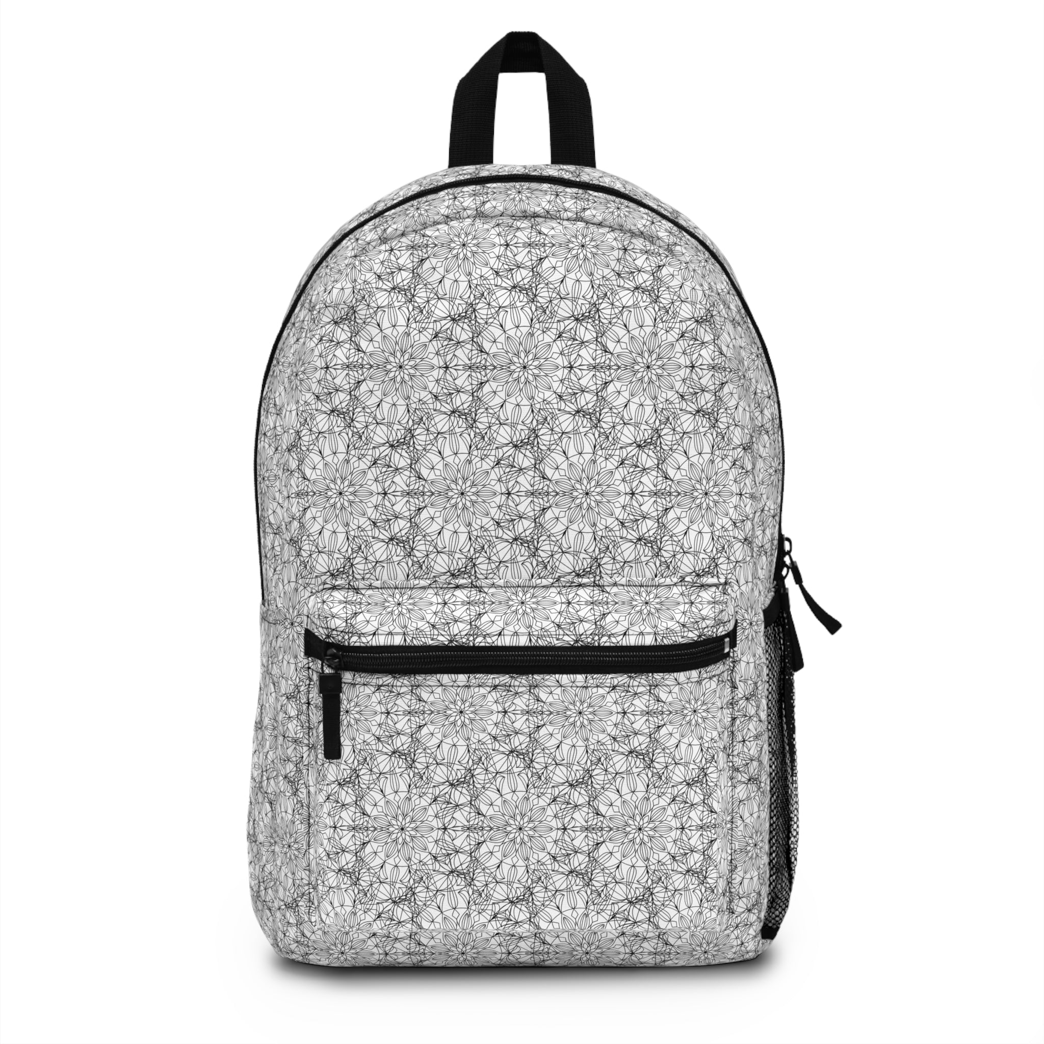 Howard Mandala Art Backpack — Grey Kaleidoscope Mandala Pattern Student Daypack