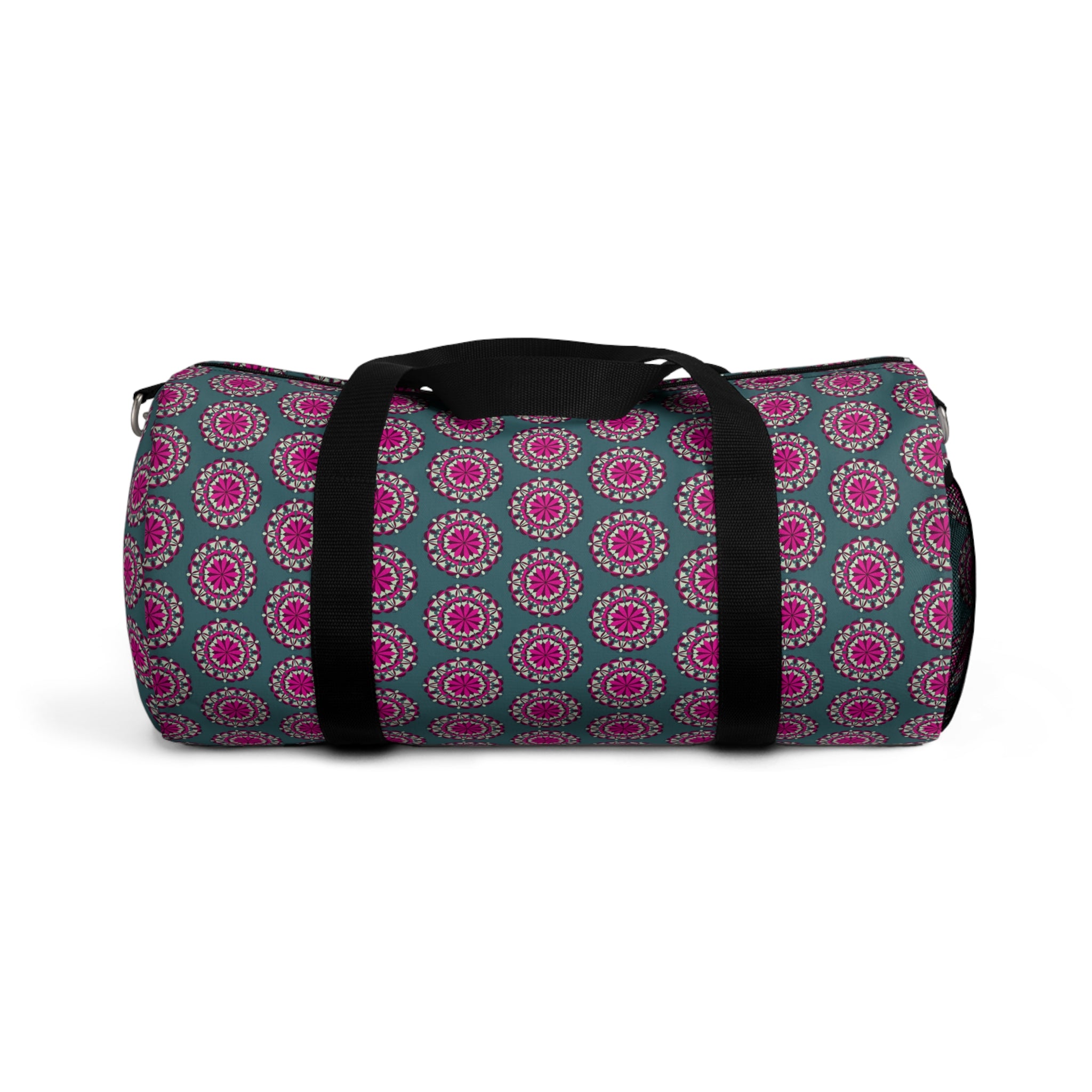 Evie Mandala Floral Mandala Duffel Bag — Pink & Teal Travel Gym Bag