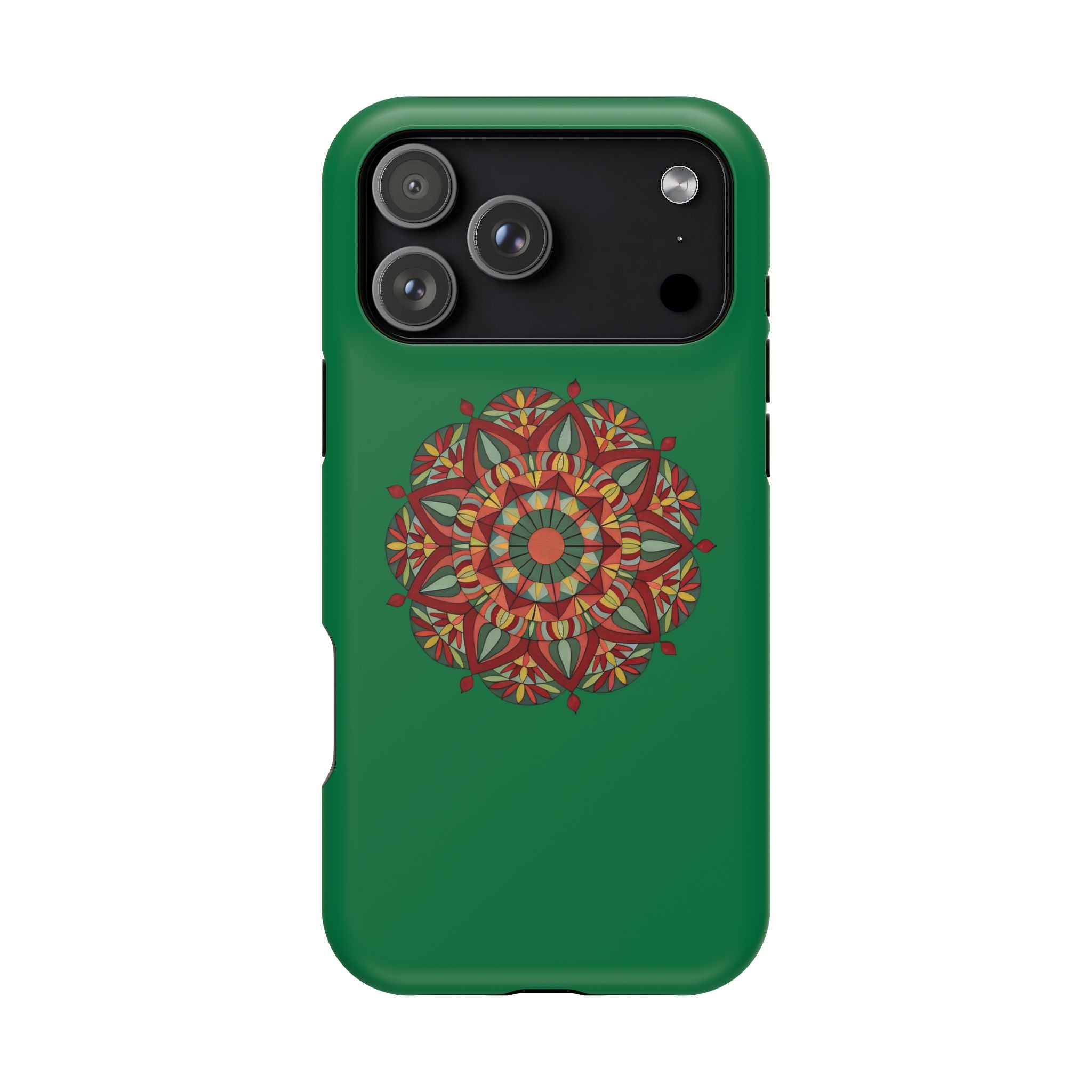 Thalia Mandala Art Impact-Resistant Magnetic Phone Case — Red Green Floral Mosaic