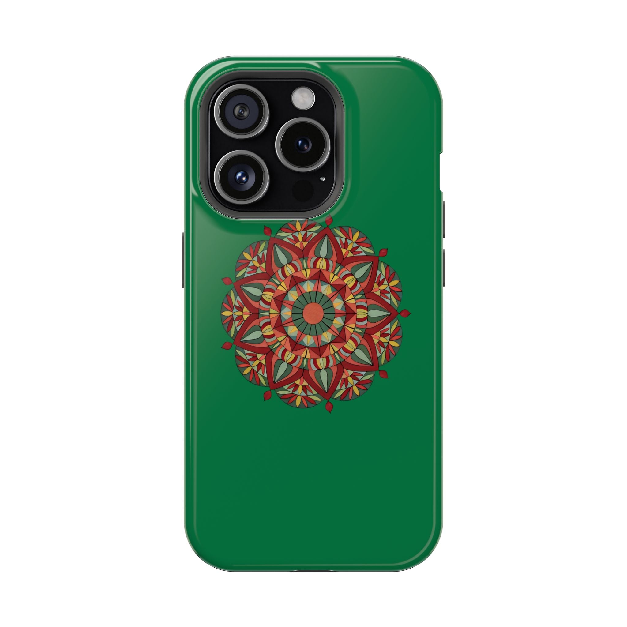 Thalia Mandala Art Impact-Resistant Magnetic Phone Case — Red Green Floral Mosaic
