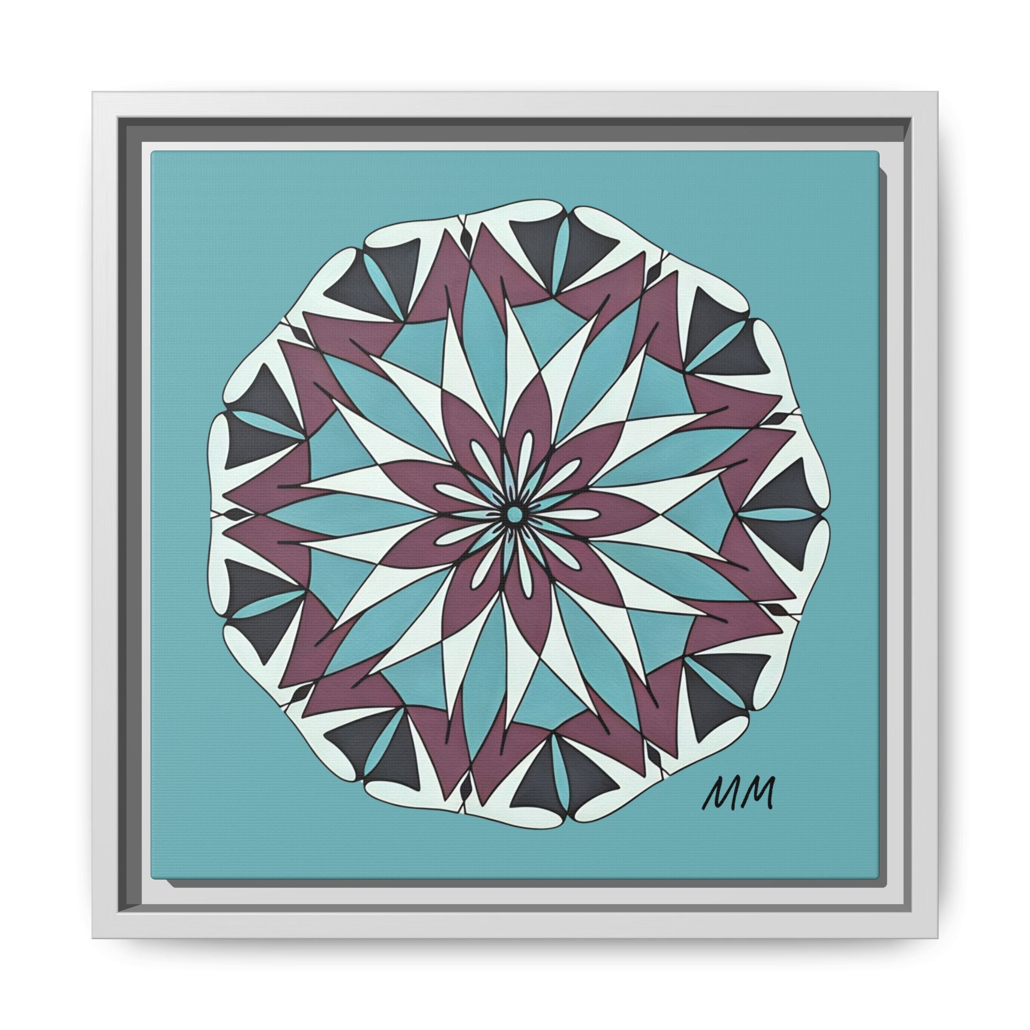 Milani Framed Mandala Canvas Wall Art — Teal & Plum Geometric Design