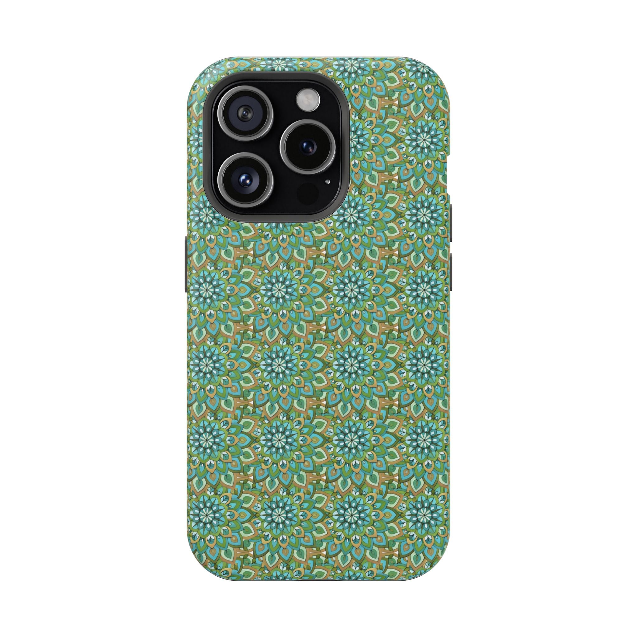 Mary Mandala Magnetic Impact-Resistant Phone Case — Green Floral Mandala Pattern
