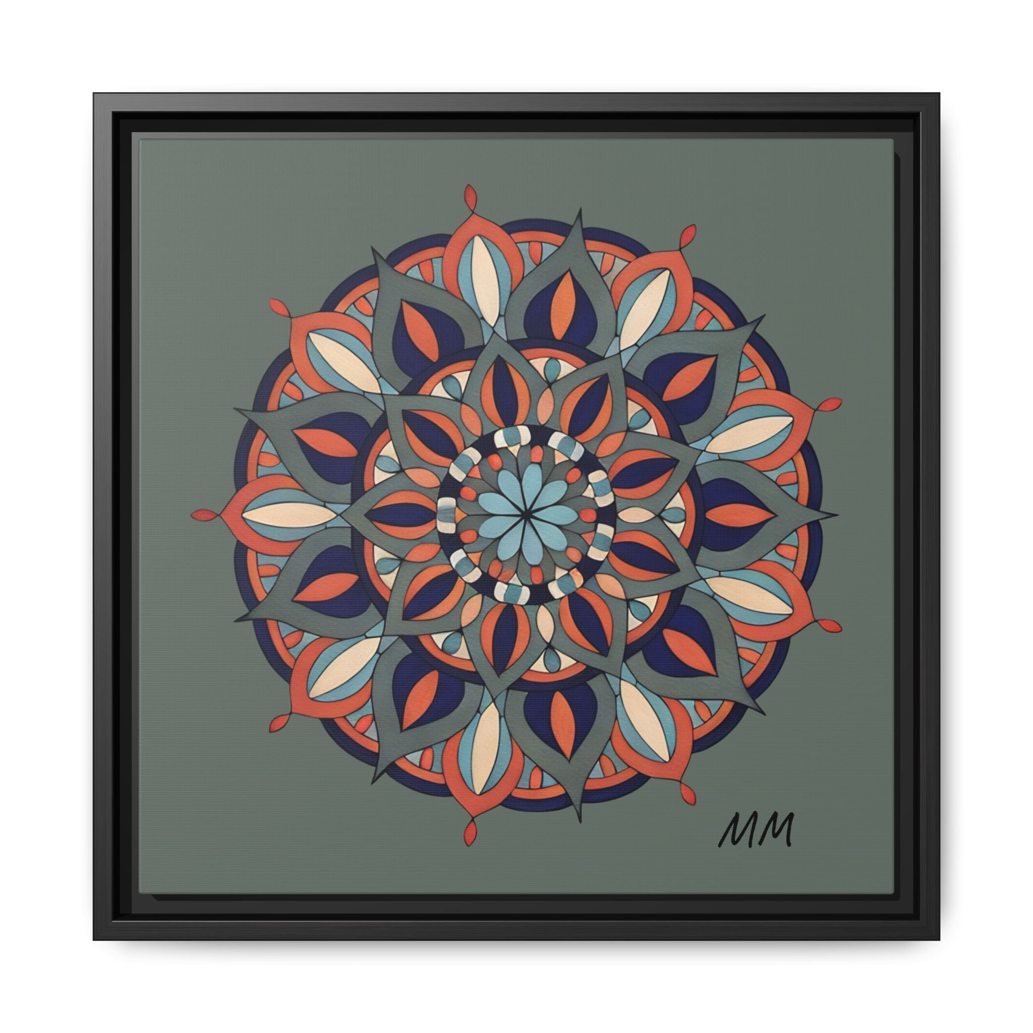 Delilah Framed Mandala Wall Art — Matte Canvas Floral Geometric Print