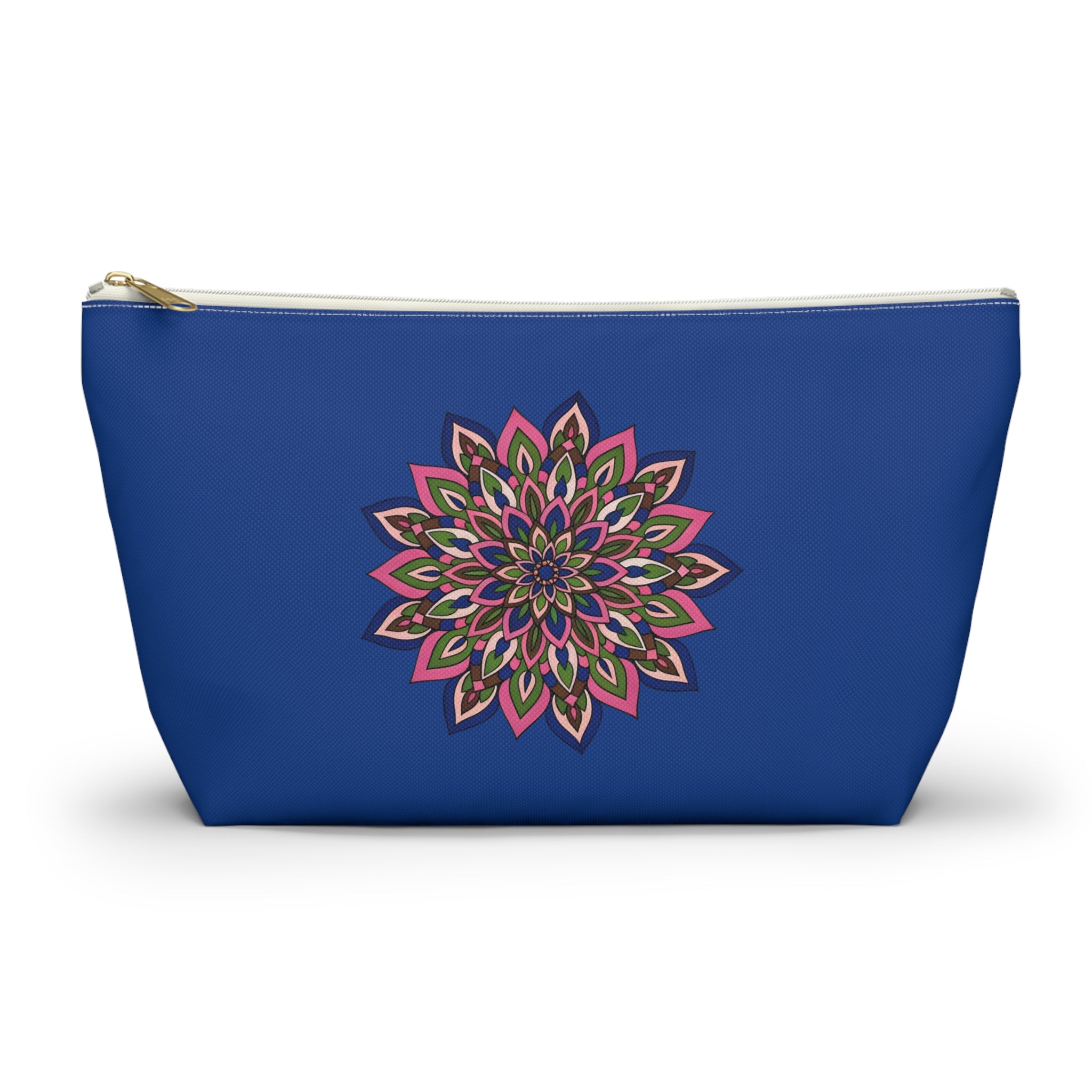 Laura Mandala Art Pink Floral Mandala Accessory Pouch — T‑Bottom Makeup Bag