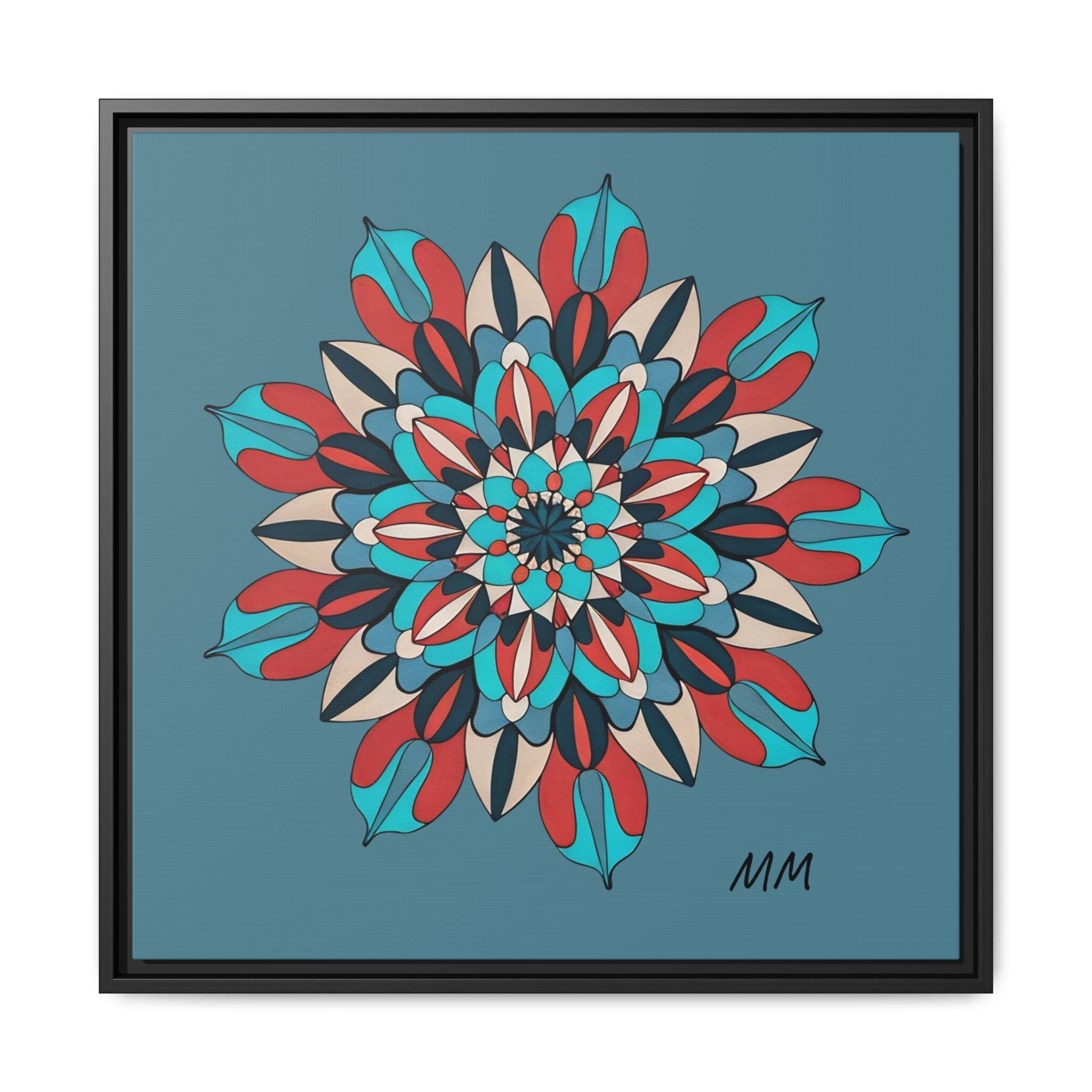 Ella Mandala Matte Canvas, Framed (Multi-color)