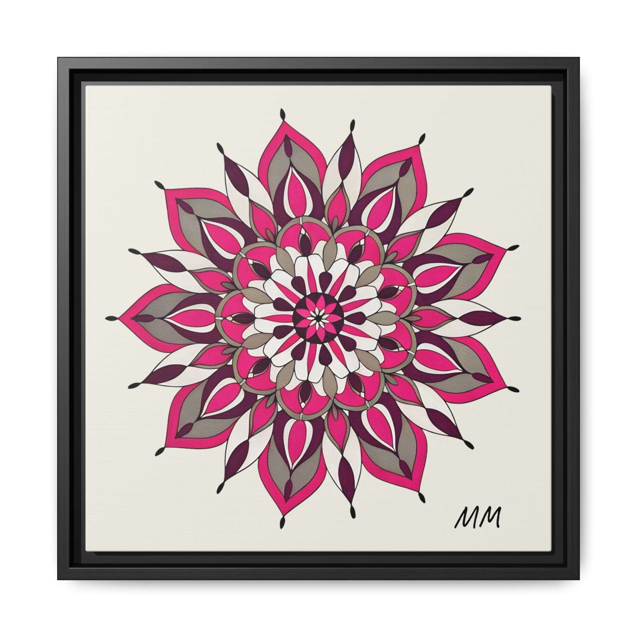 Maeve Framed Pink Mandala Matte Canvas Art — Modern Floral Wall Decor