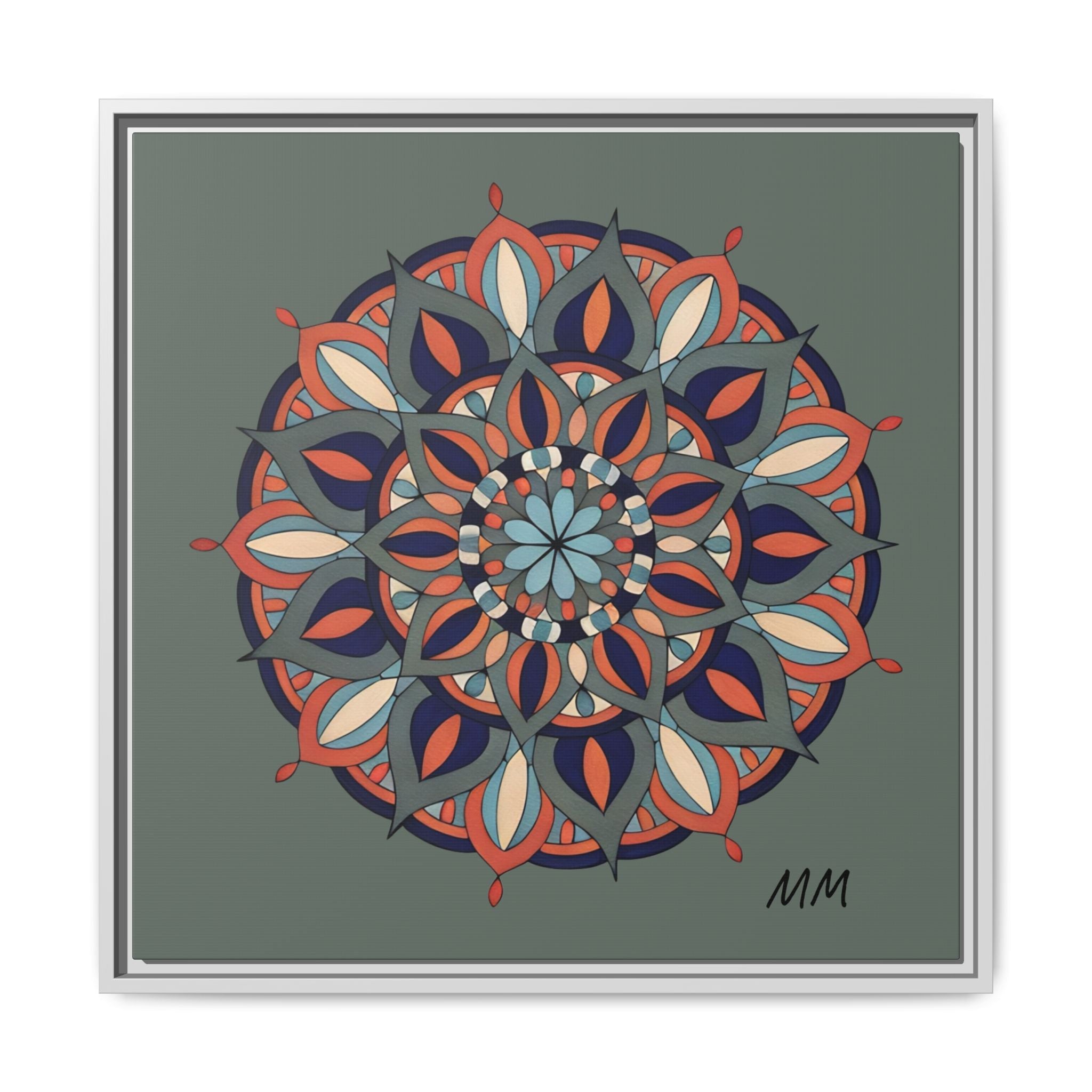 Delilah Framed Mandala Wall Art — Matte Canvas Floral Geometric Print