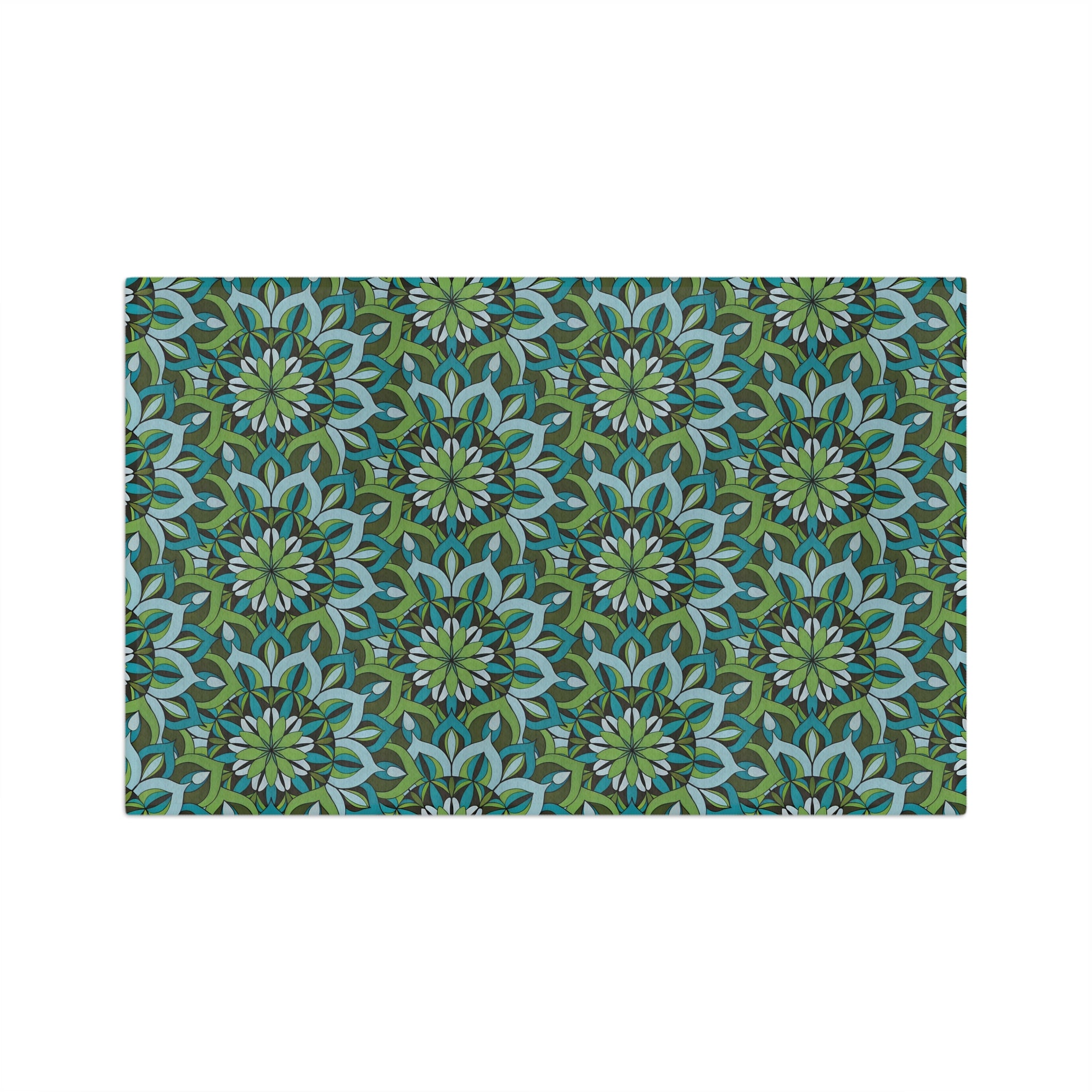 Lynne Mandala Green Floral Mandala Tea Towel — Microfiber Kitchen Dish Towel