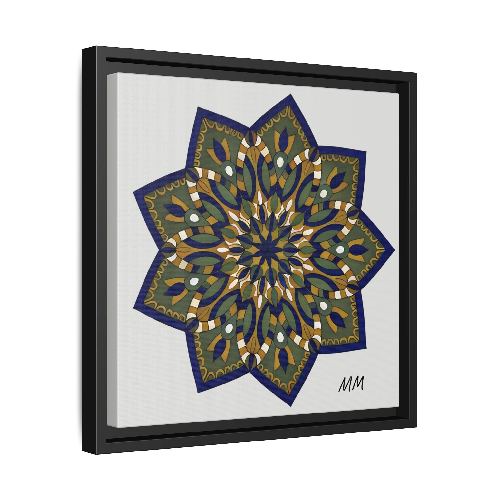 Nata Mandala Wall Art Print — Framed Matte Canvas (Multi-Color)