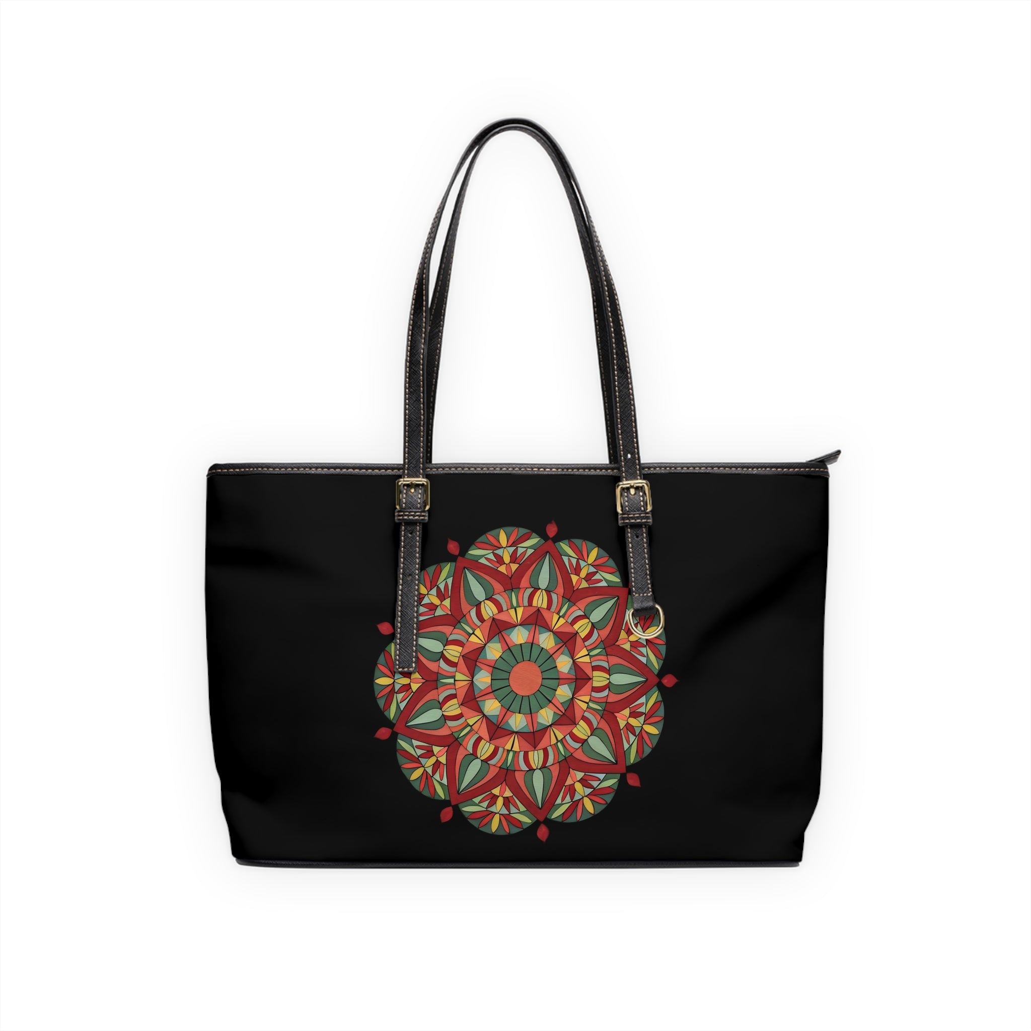 Thalia Mandala PU Leather Shoulder Bag – Boho Floral Tote by Infinite Hue