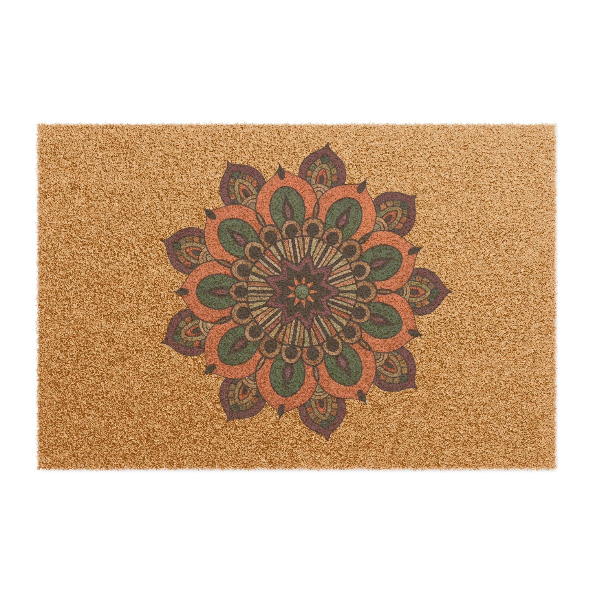 Angie Mandala Art Doormat — Boho Floral Welcome Mat for Entryway