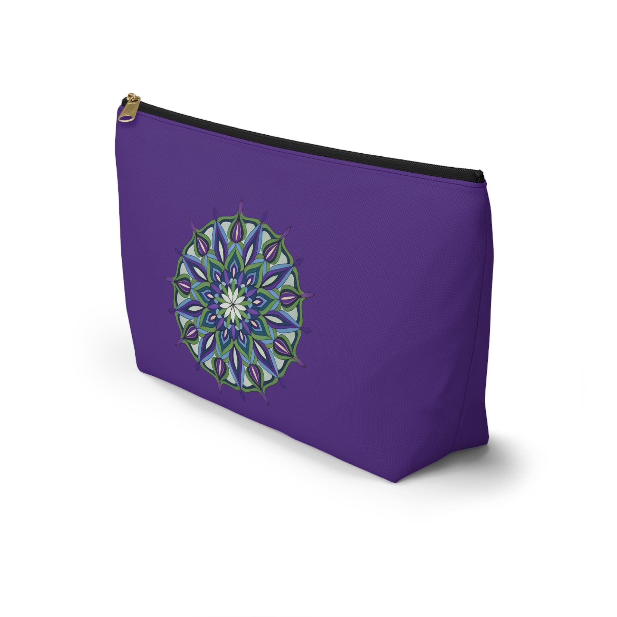 Greeshmi Mandala Art Accessory Pouch — Purple T‑Bottom Cosmetic Bag