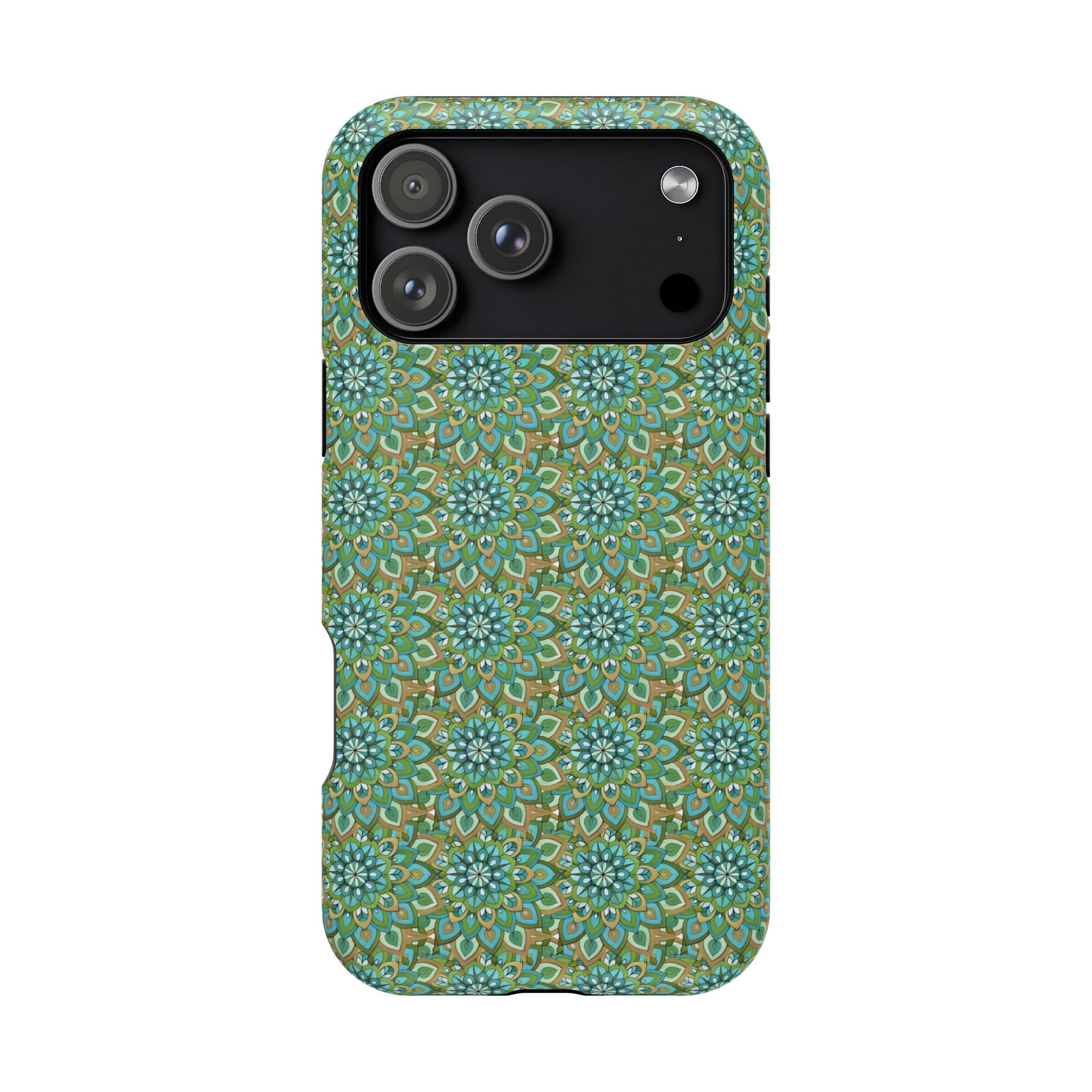 Mary Mandala Magnetic Impact-Resistant Phone Case — Green Floral Mandala Pattern