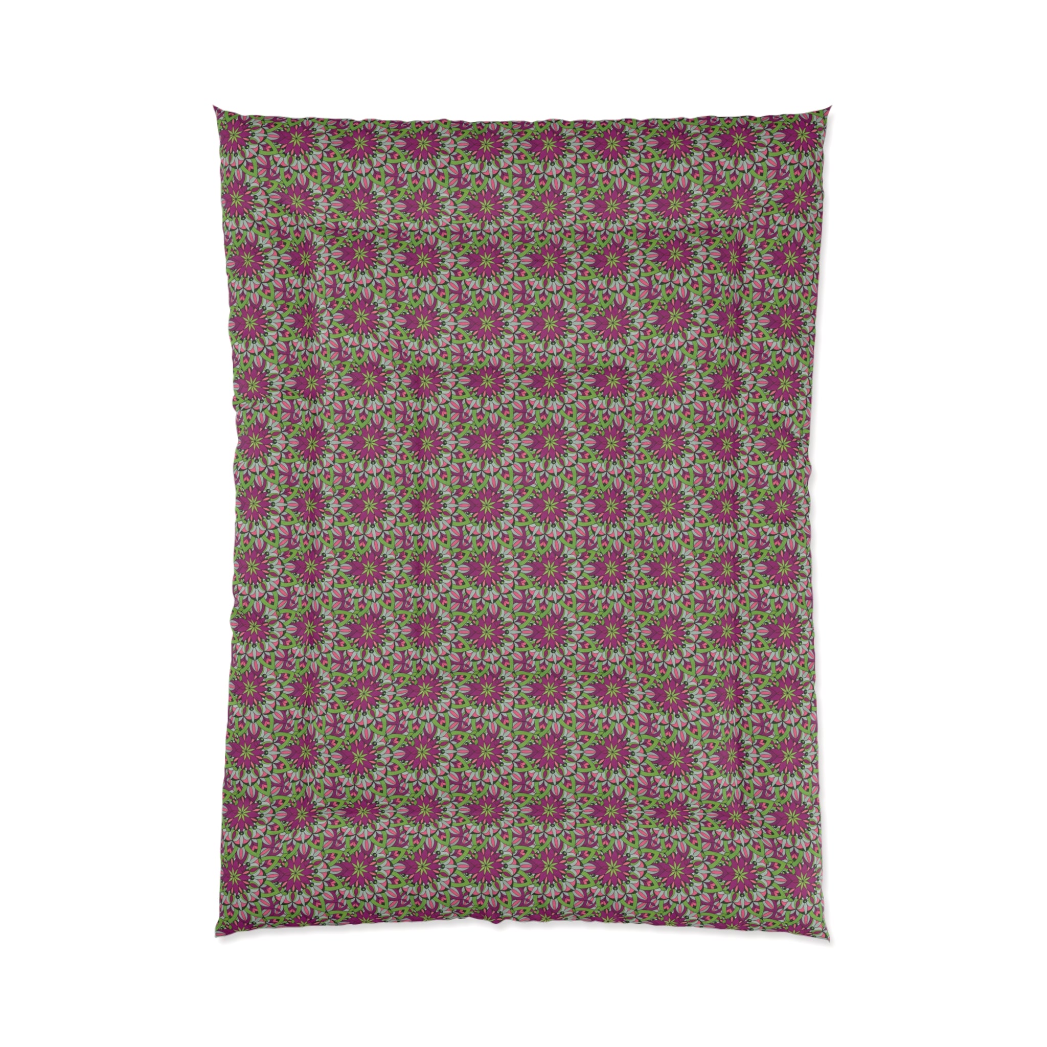 Avery Floral Mandala Comforter – Pink & Green Boho