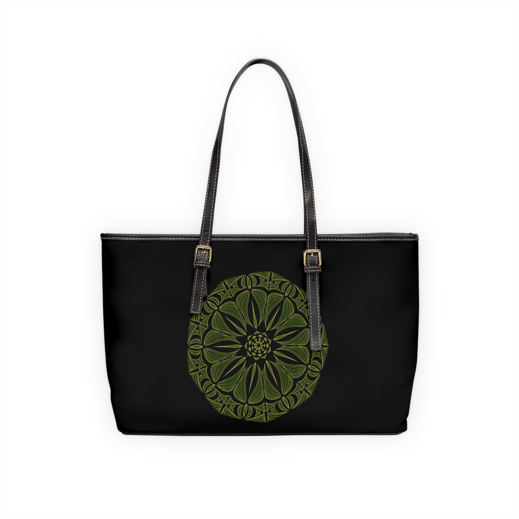 Romina Green Mandala PU Leather Shoulder Bag — Boho Floral Tote for Everyday & Gifts by Infinite Hue